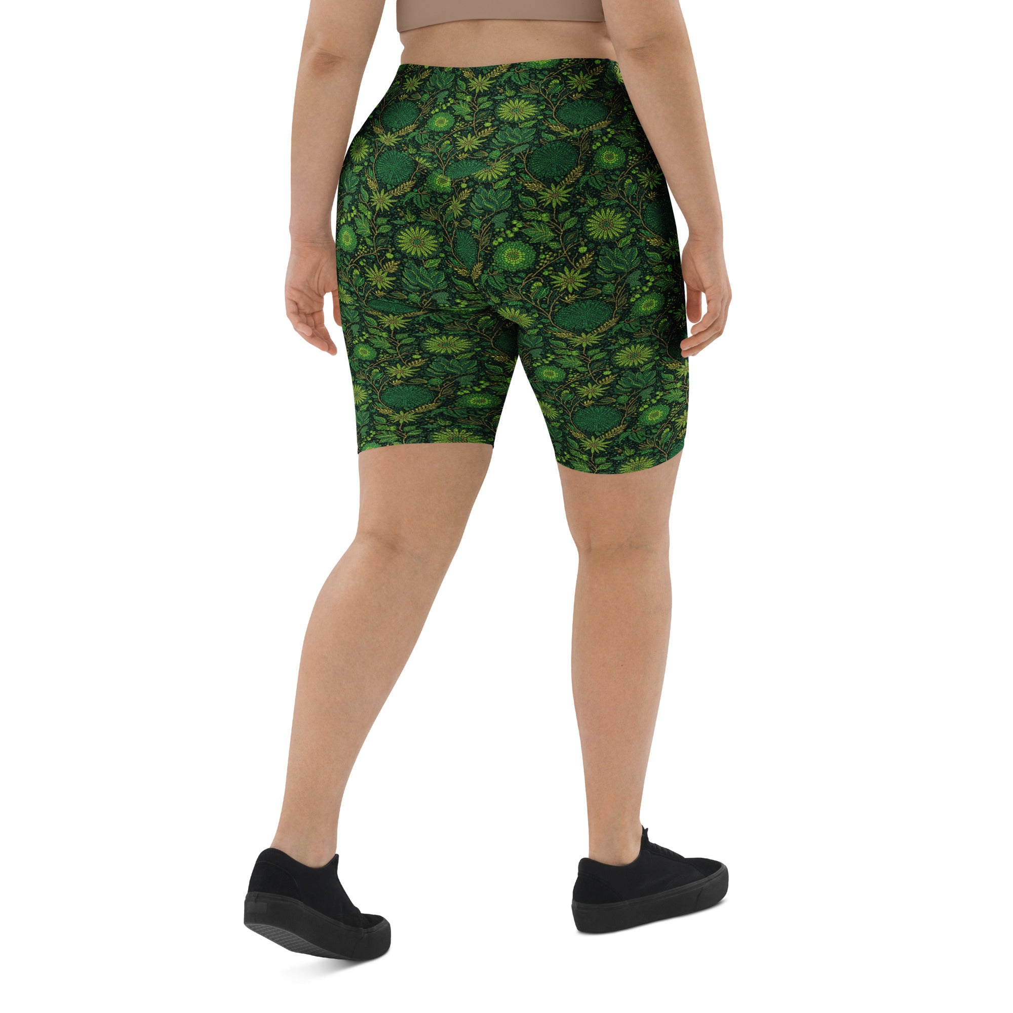 Emerald Paillette Jungle Bike Shorts | GearBunch