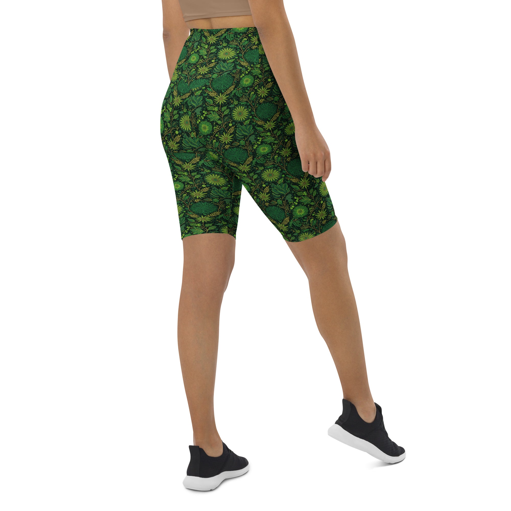 Emerald Paillette Jungle Bike Shorts | GearBunch