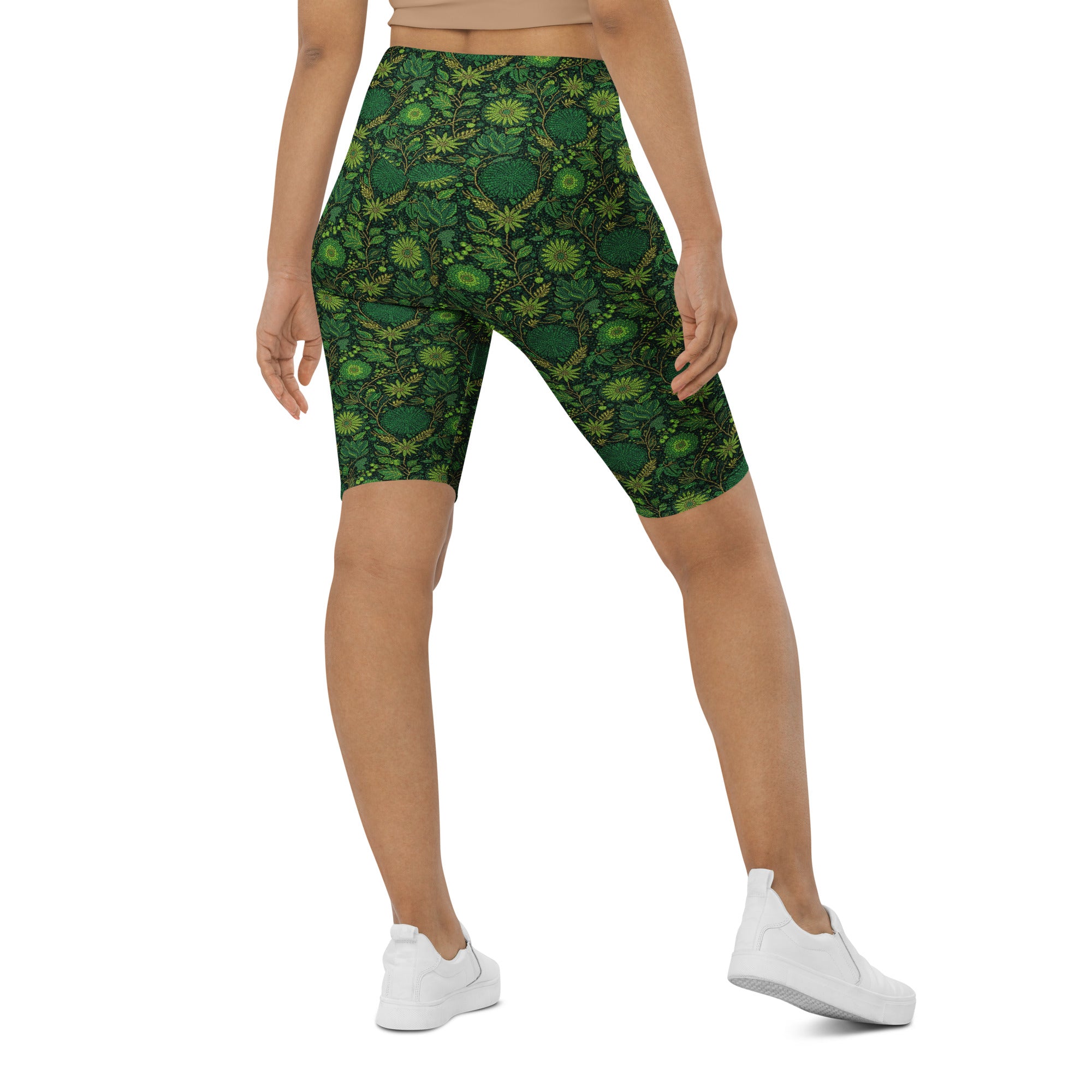 Emerald Paillette Jungle Bike Shorts | GearBunch