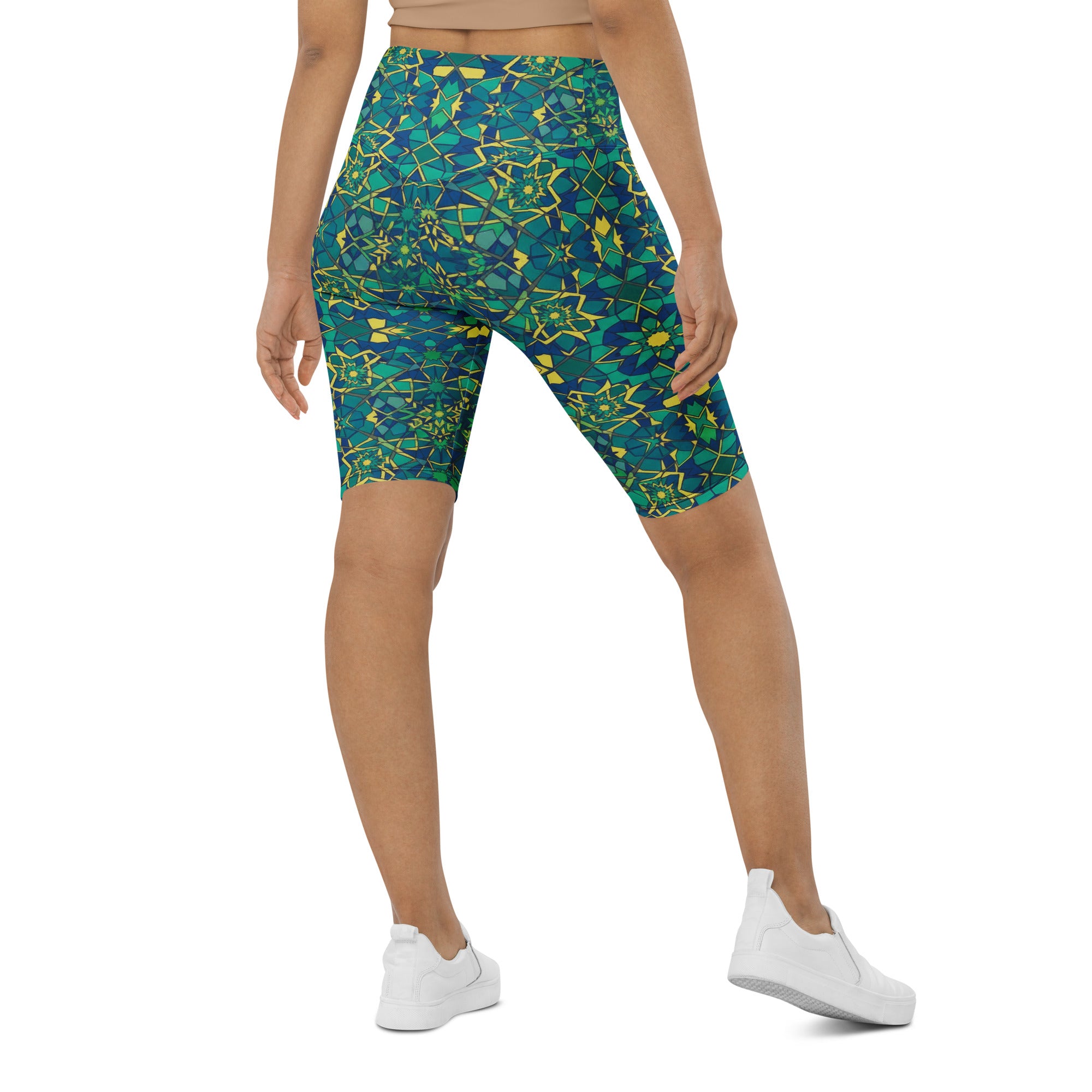 Zellige Peacock Bike Shorts | GearBunch