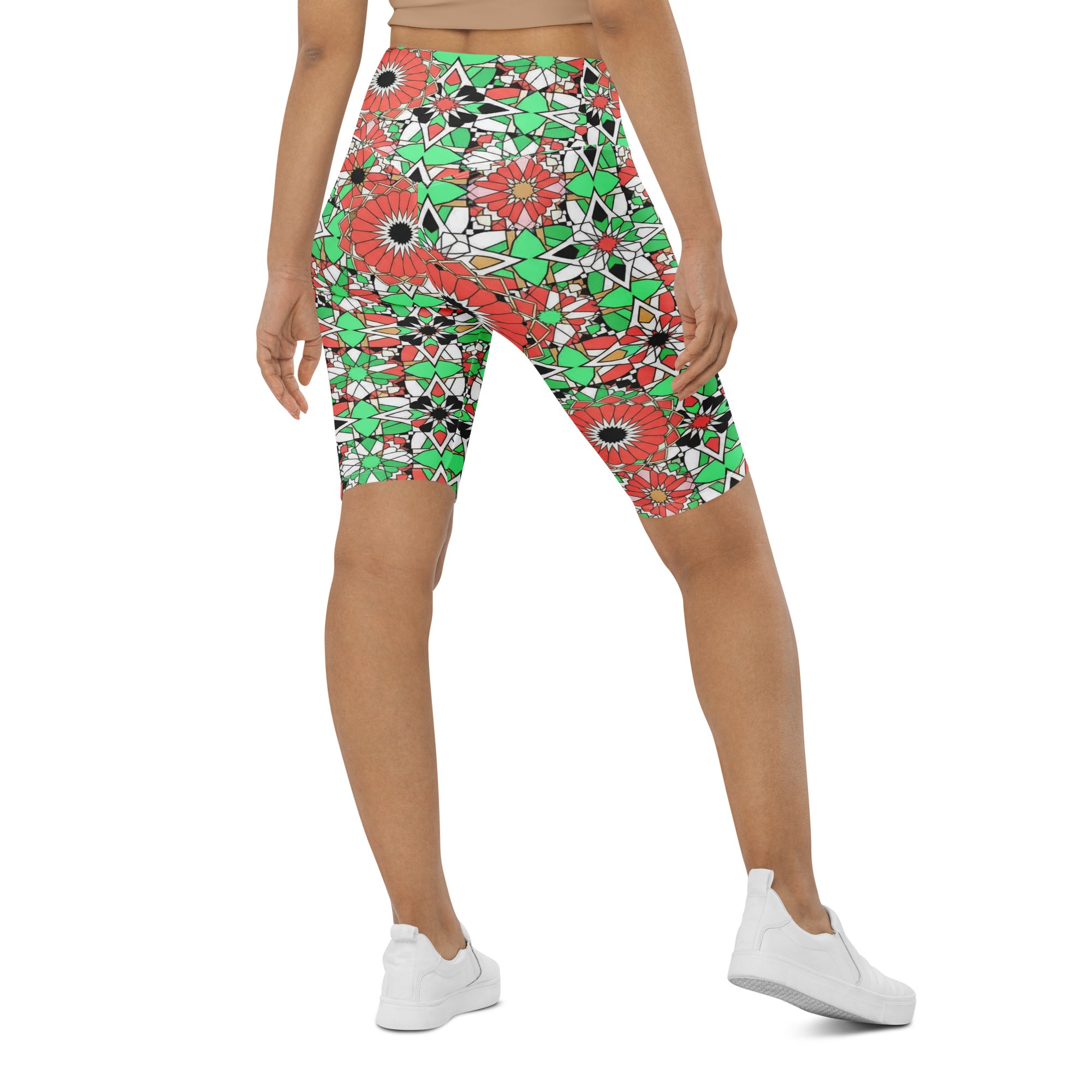 Zellige Coral Mint Bike Shorts | GearBunch
