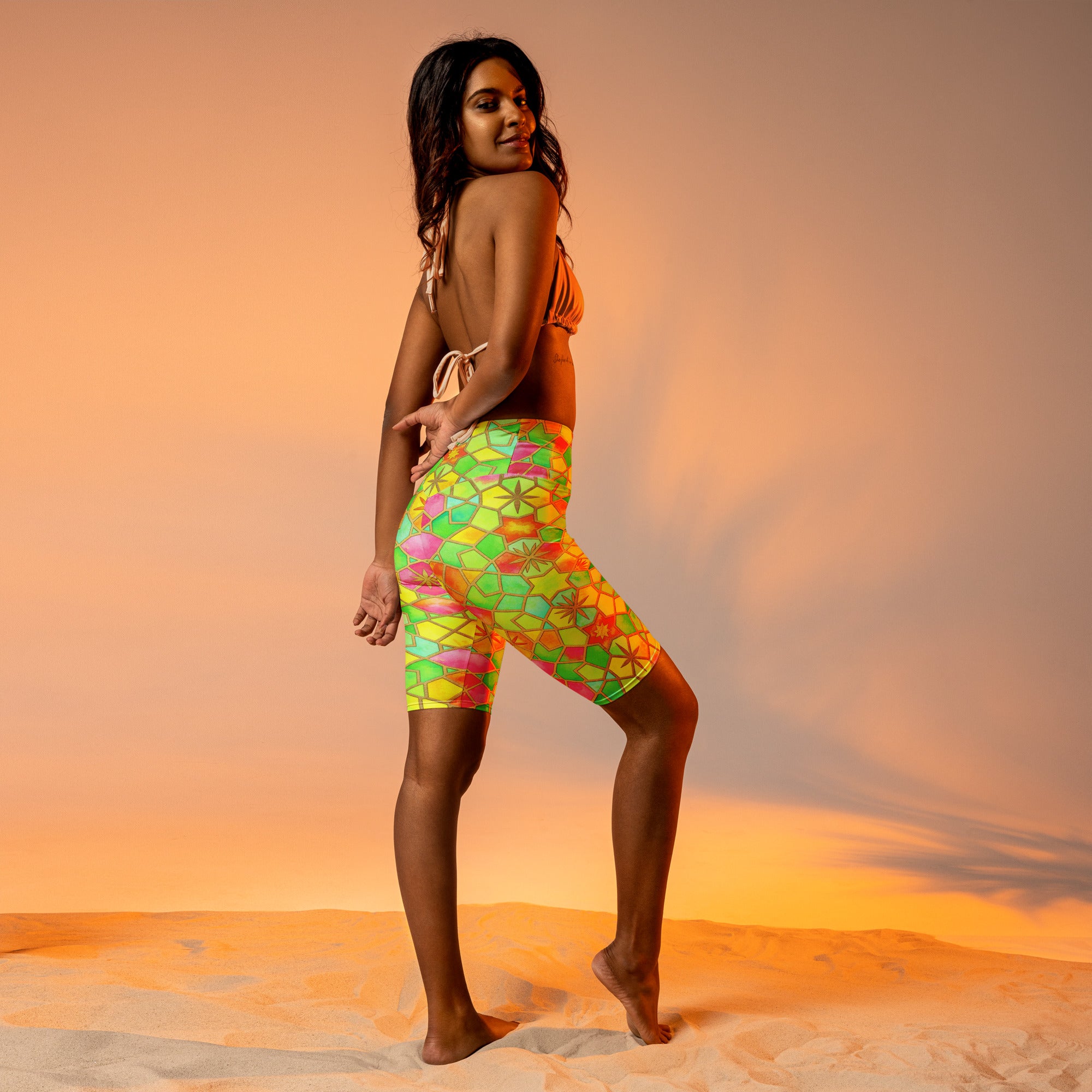 Arabic Watercolour Tropical Punch Bike Shorts | GearBunch