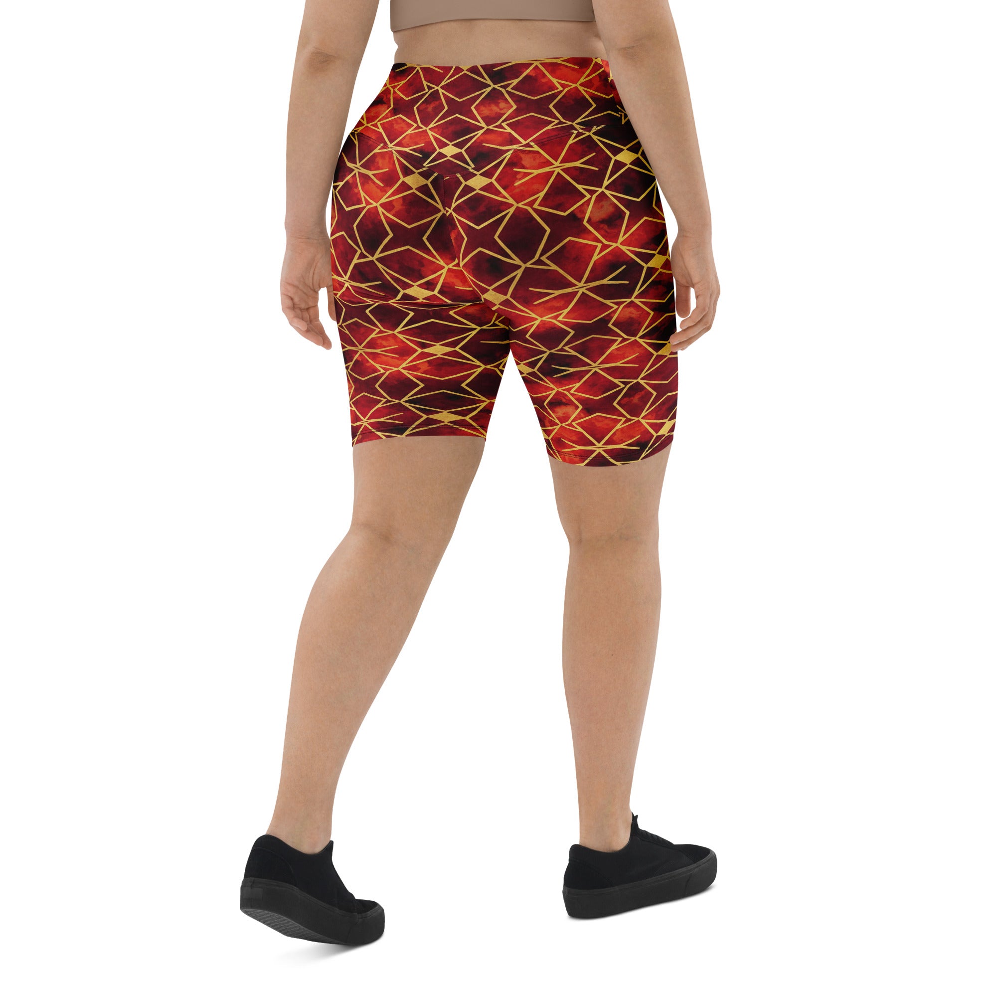 Arabic Watercolour Ruby Gold Bike Shorts | GearBunch