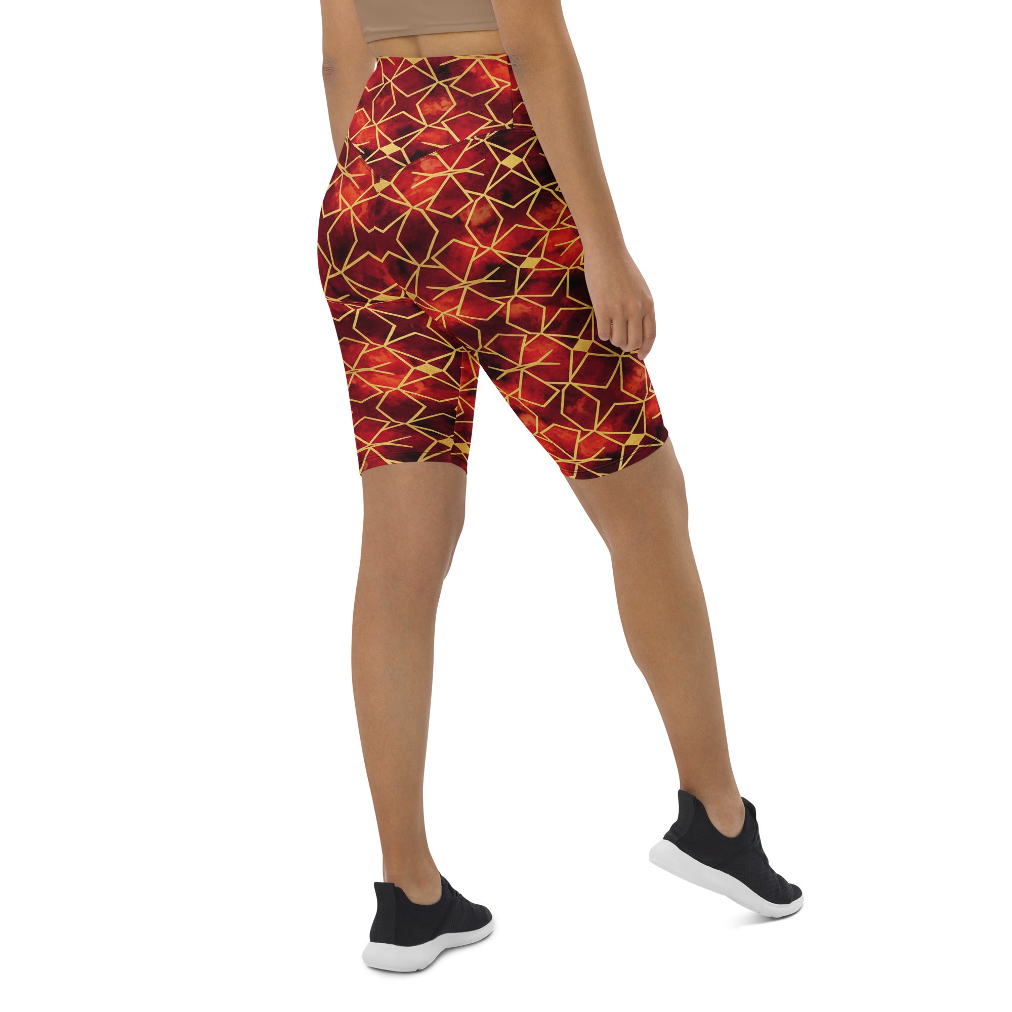 Arabic Watercolour Ruby Gold Bike Shorts | GearBunch