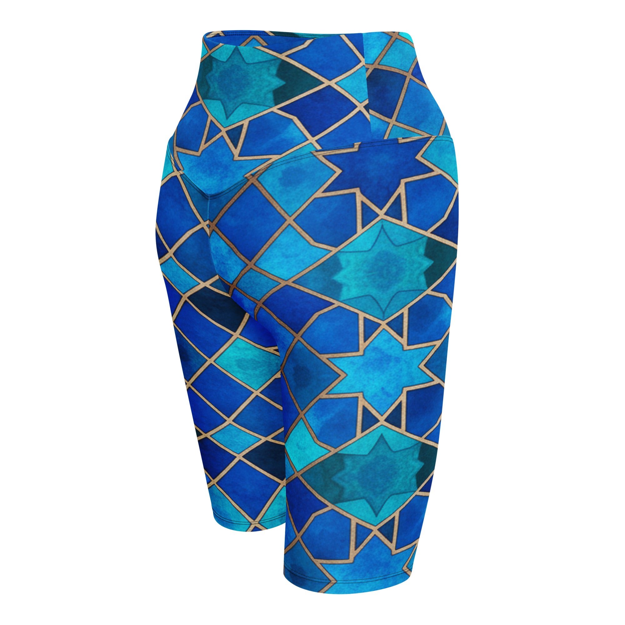 Arabic Watercolour Sapphire Bronze Bike Shorts | GearBunch