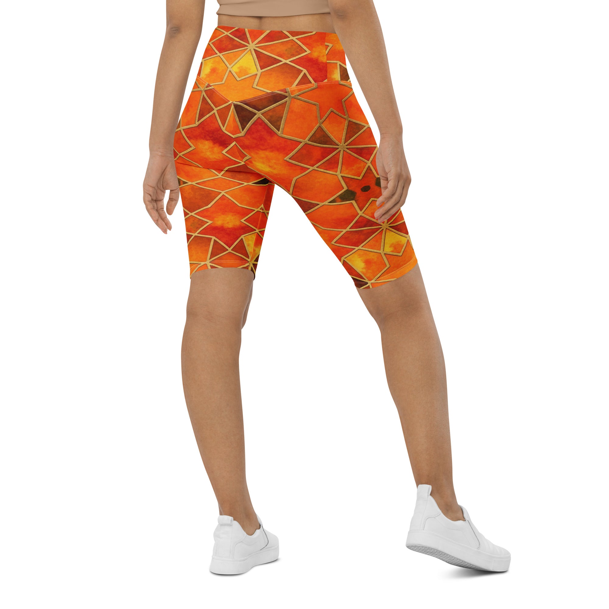 Arabic Watercolour Autumn Spice Bike Shorts | GearBunch