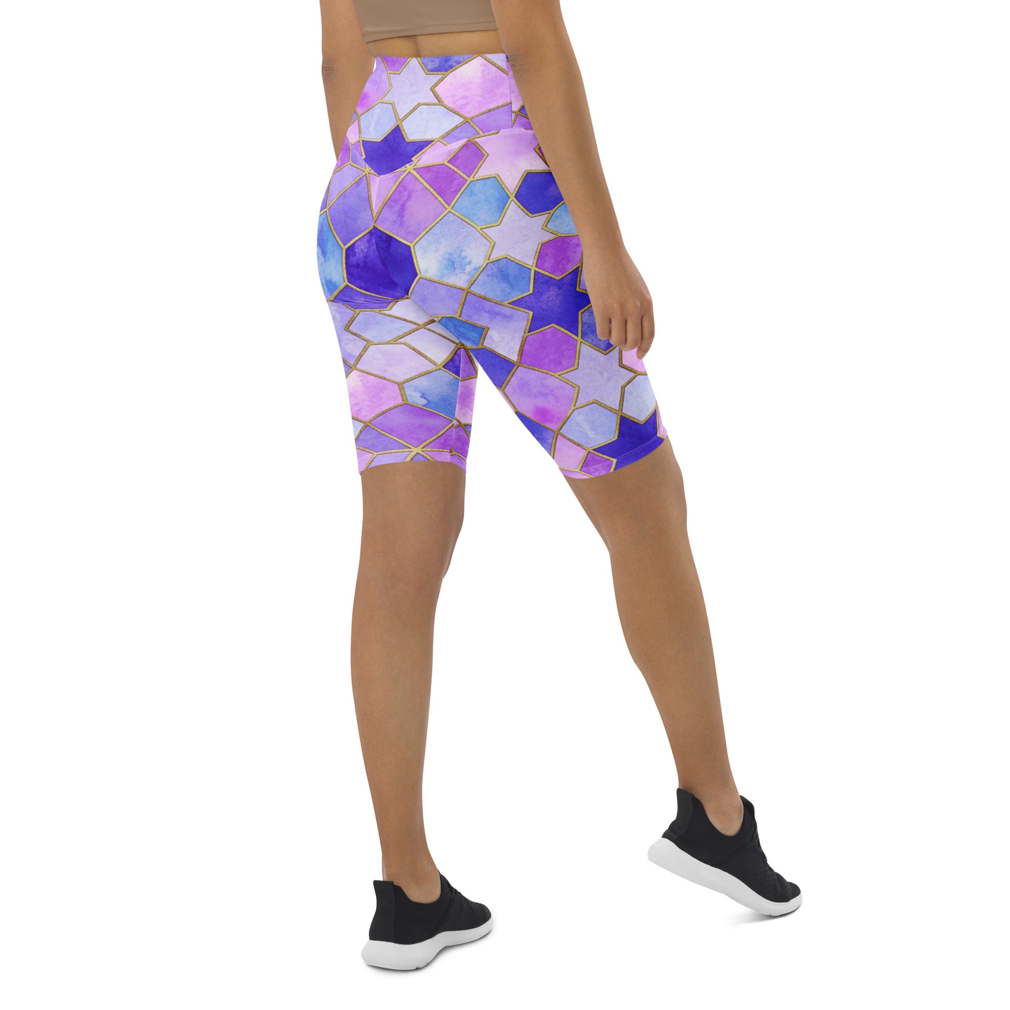 Arabic Watercolour Lavender Fields Bike Shorts | GearBunch