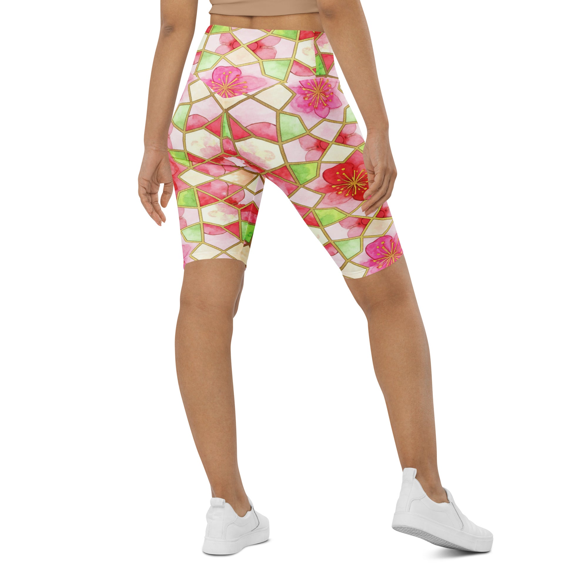 Arabic Watercolour Cherry Blossom Bike Shorts | GearBunch