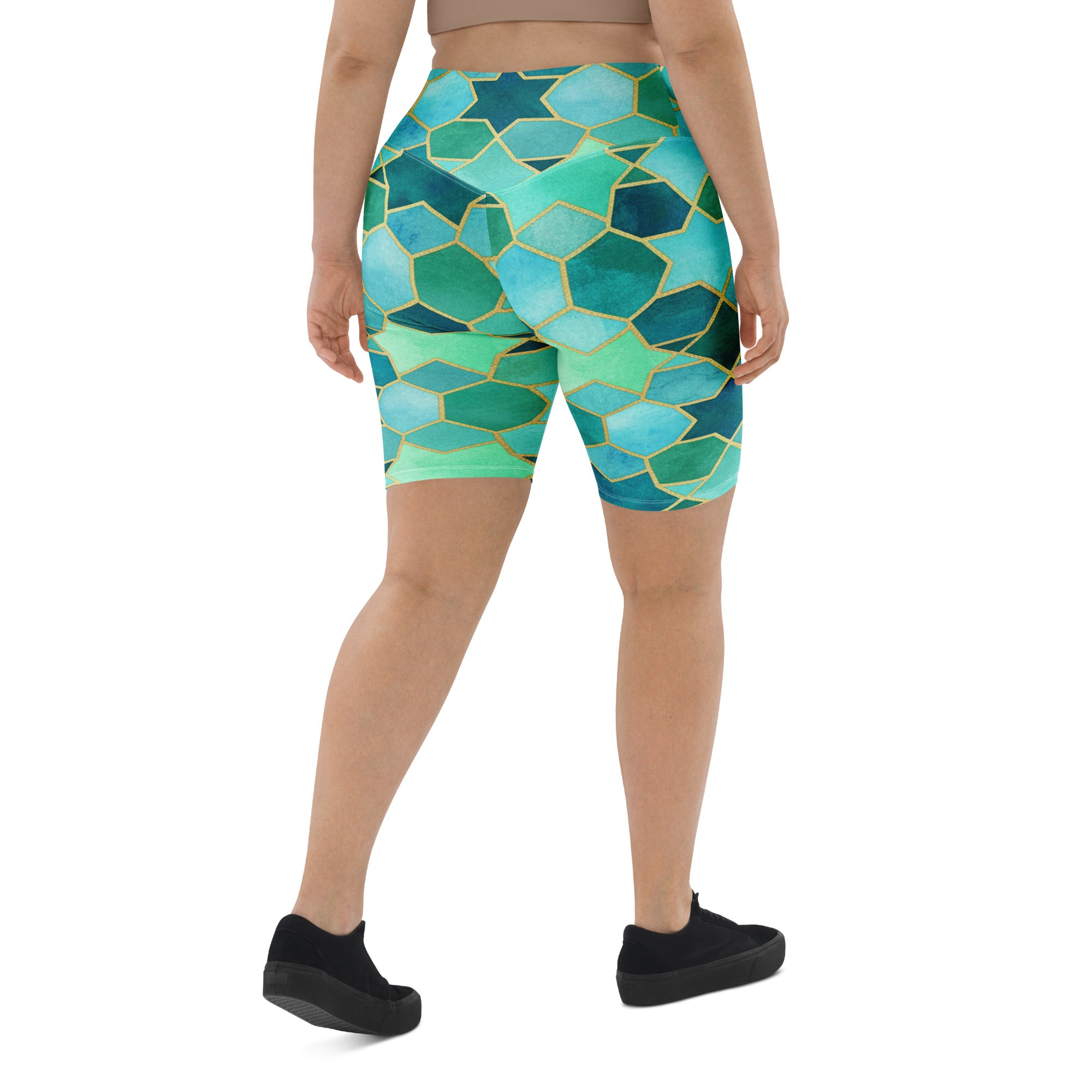 Arabic Watercolour Lagoon Bike Shorts | GearBunch