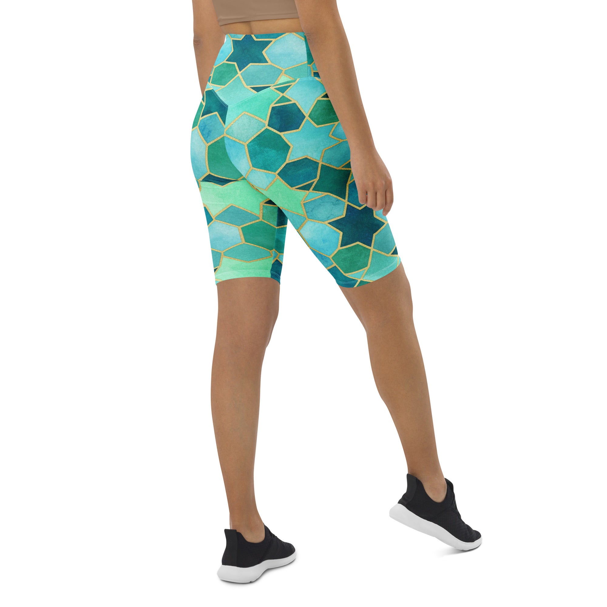 Arabic Watercolour Lagoon Bike Shorts | GearBunch