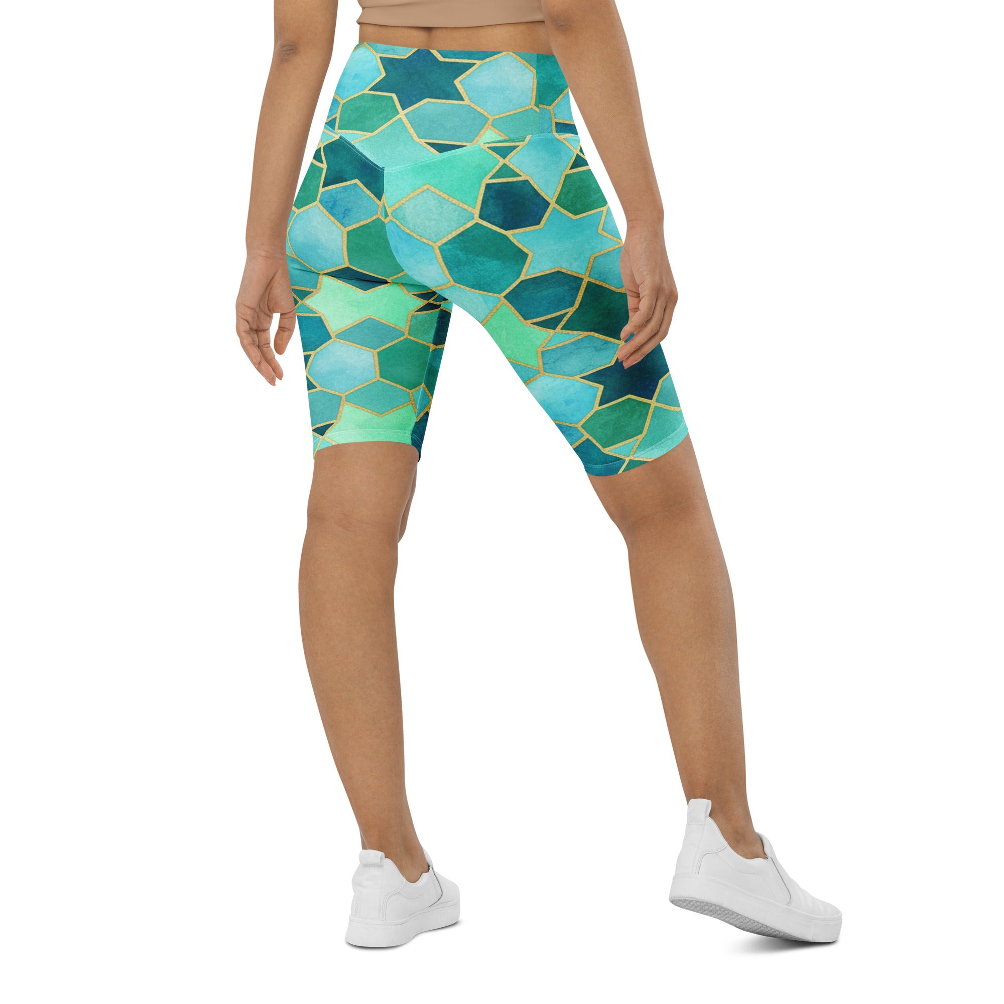 Arabic Watercolour Lagoon Bike Shorts | GearBunch