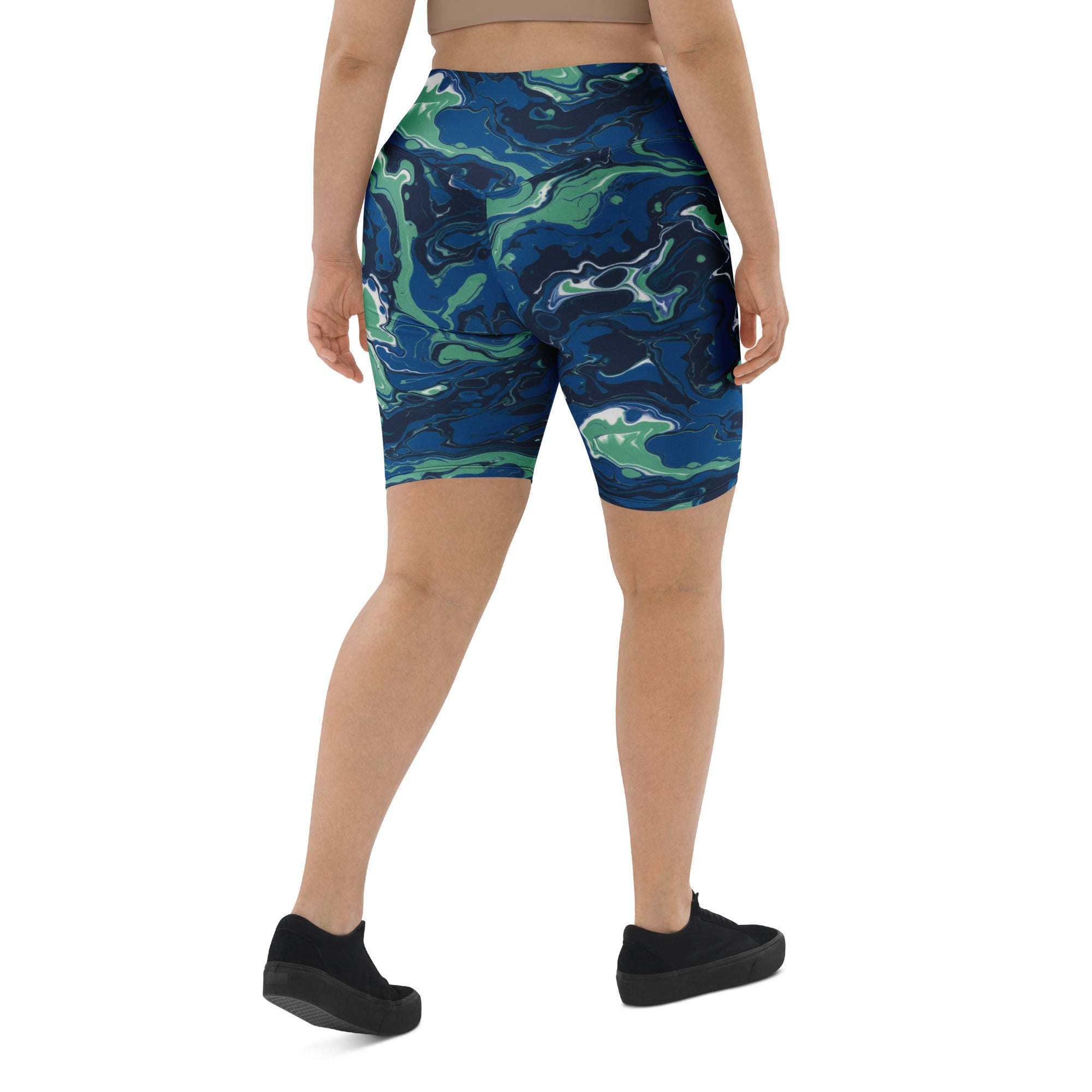 Liquid Marble Ocean Current Bike Shorts | GearBunch