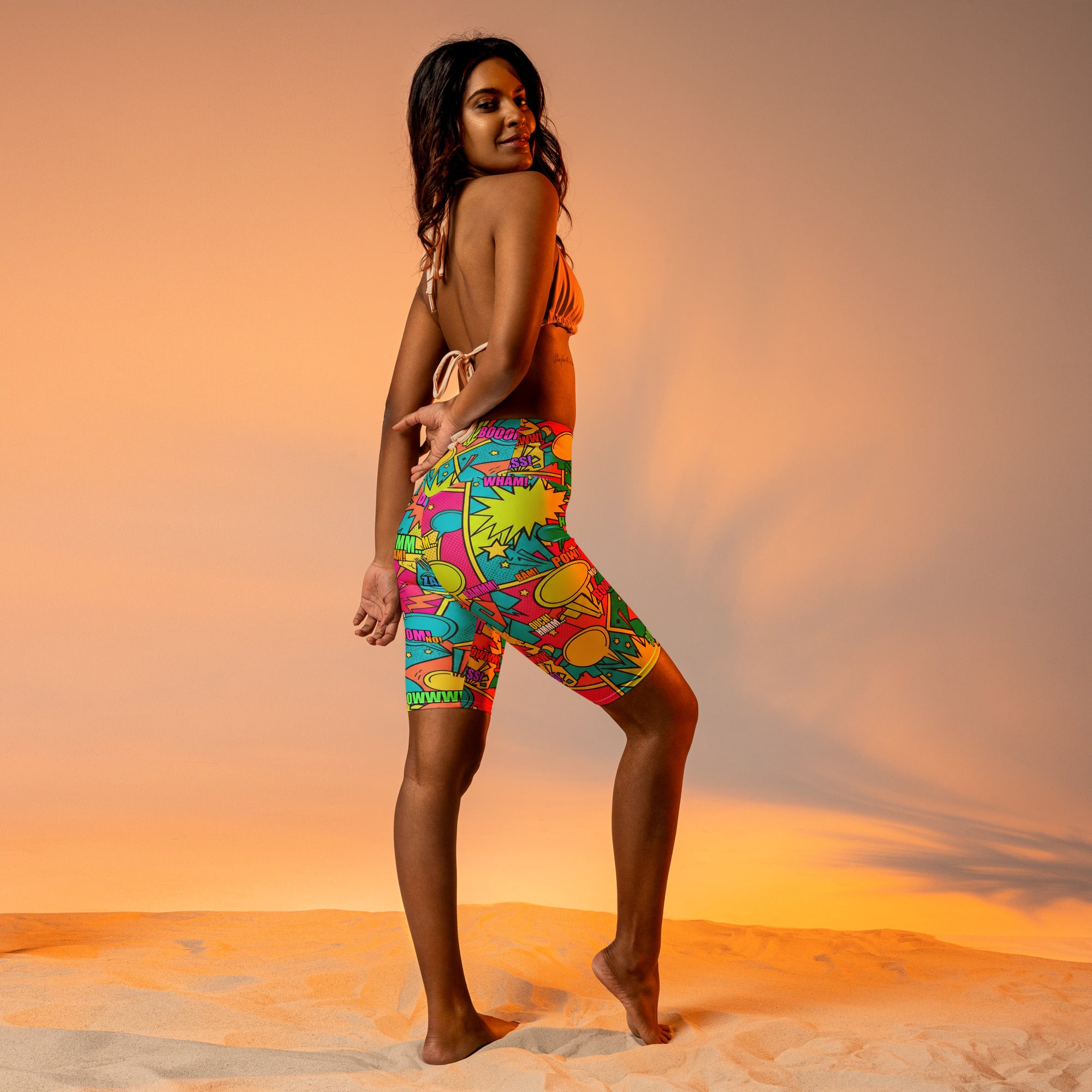 Comic Pop Tropical Bike Shorts | GearBunch