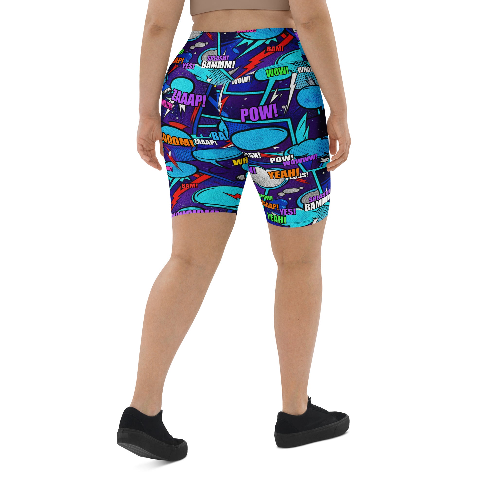 Comic Strip Space Battle Bike Shorts | GearBunch
