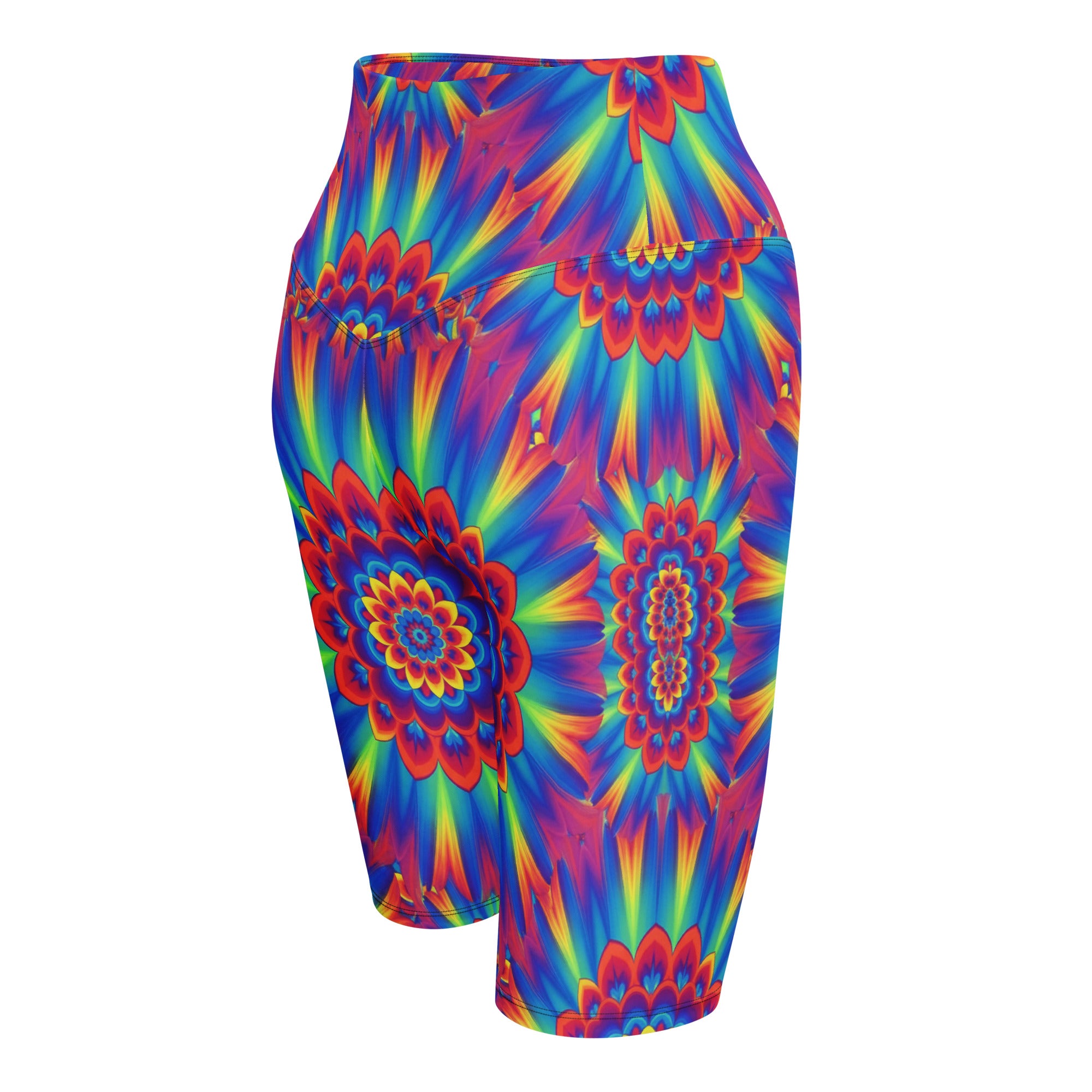 Psychedelic Neon Rainbow Burst Bike Shorts | GearBunch