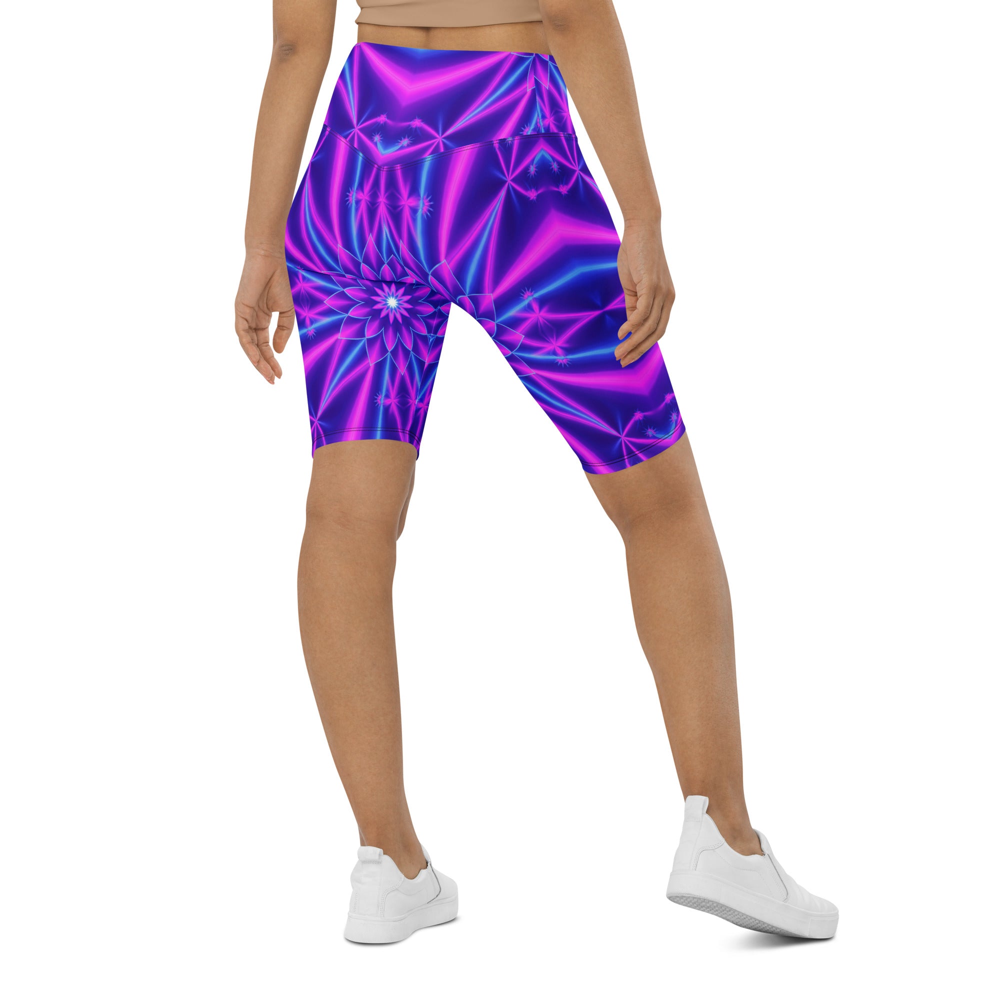 Psychedelic Cosmic Violet Bike Shorts | GearBunch