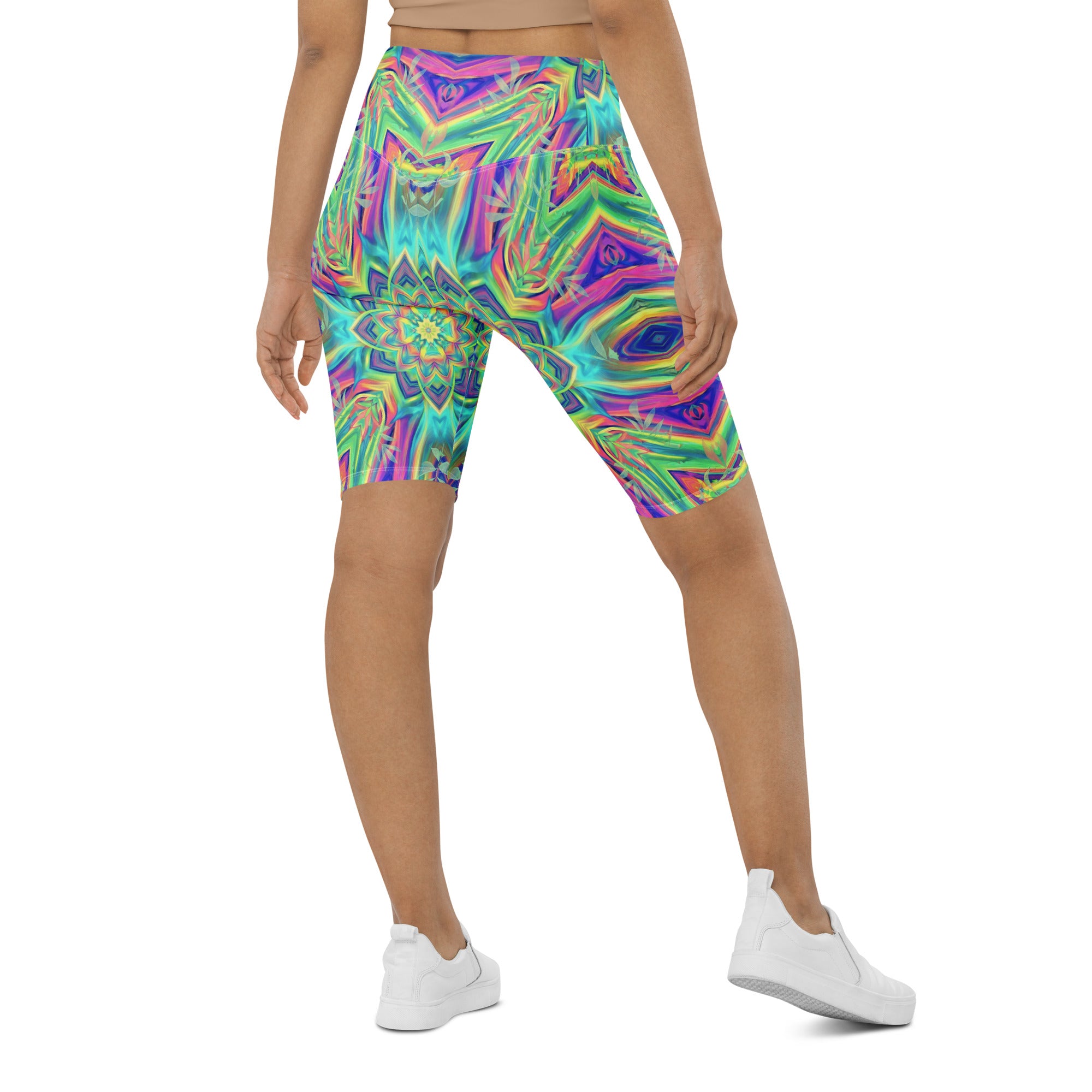 Psychedelic Tropical Laser Bike Shorts | GearBunch