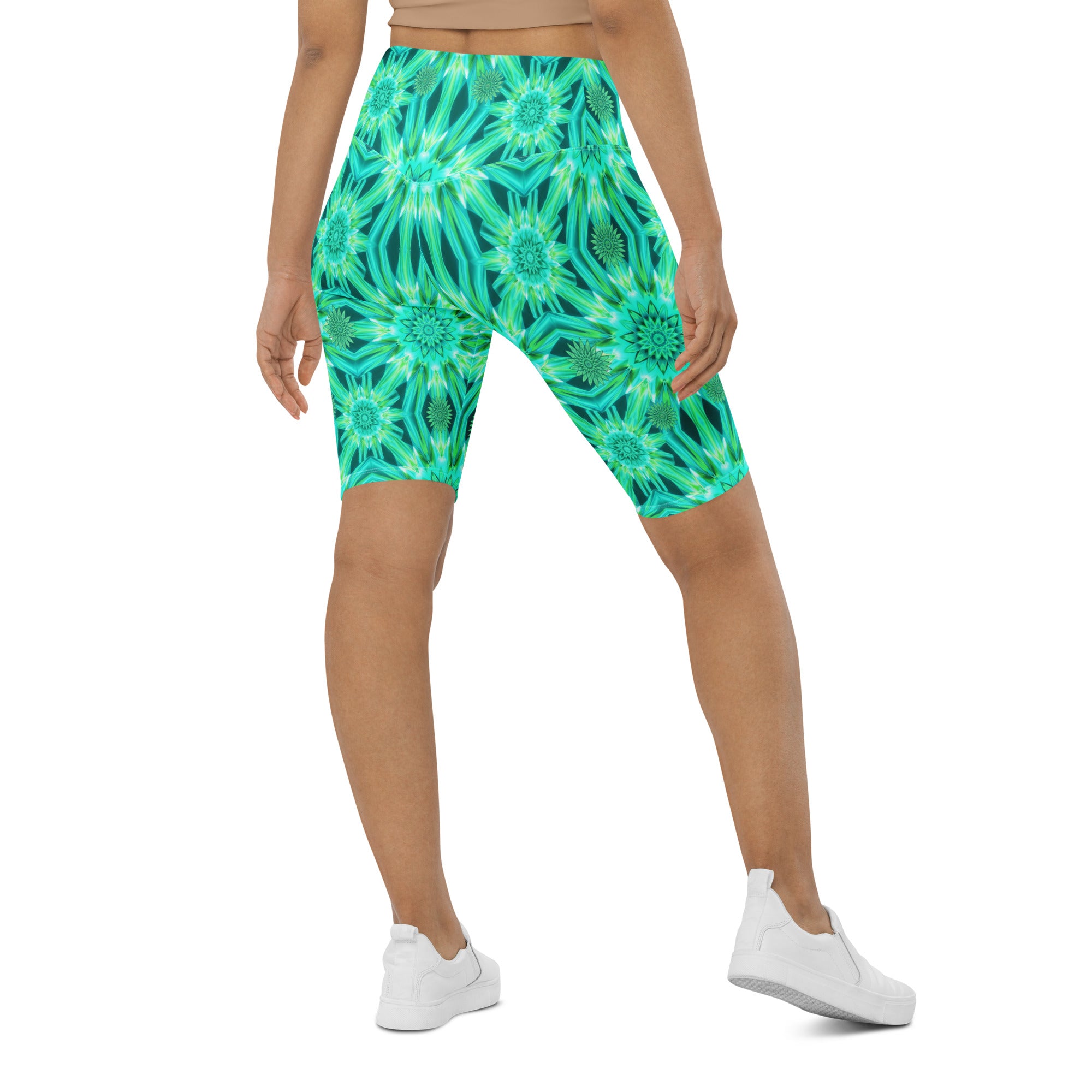 Psychedelic Mint Warp Bike Shorts | GearBunch