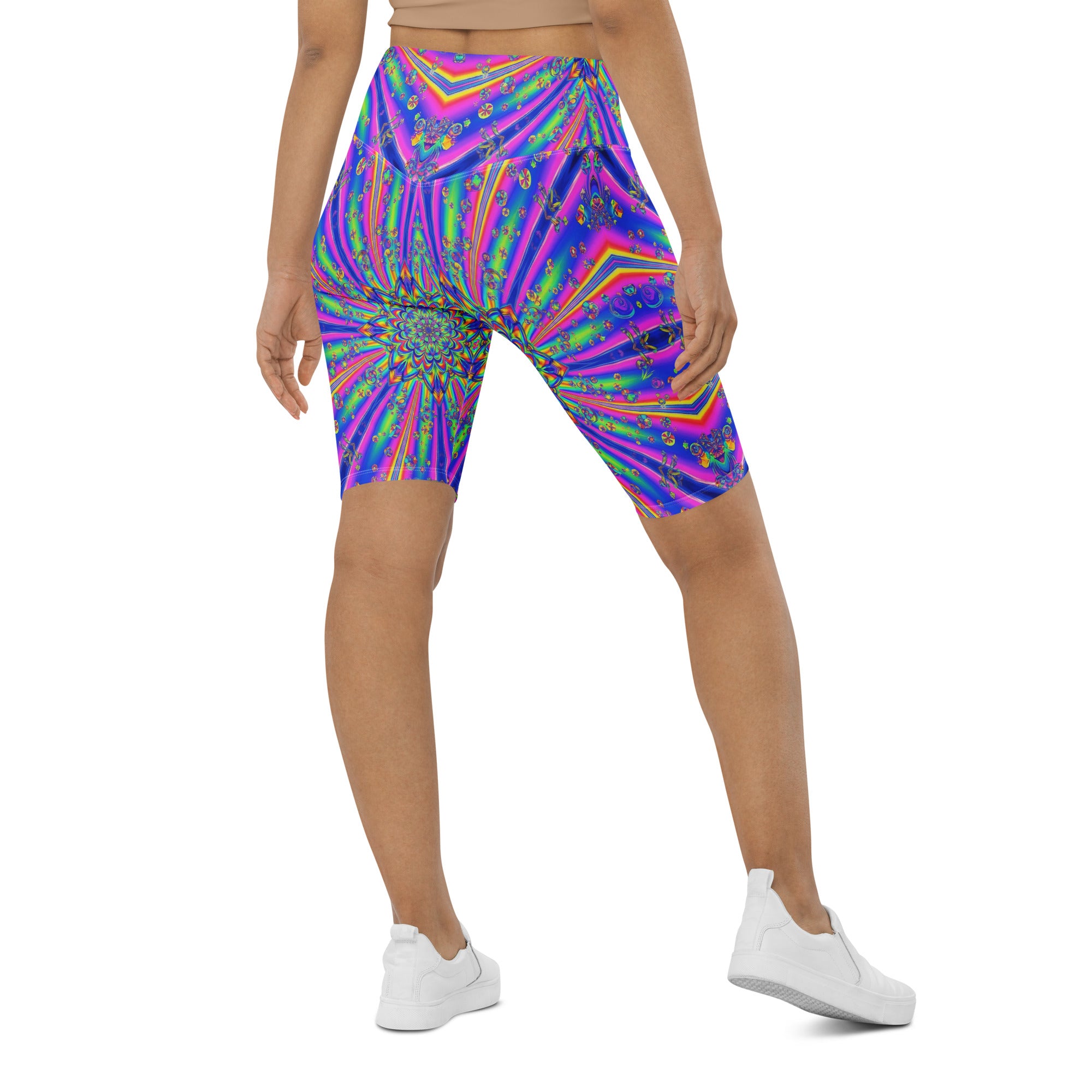 Psychedelic Chrome Spectrum Bike Shorts | GearBunch
