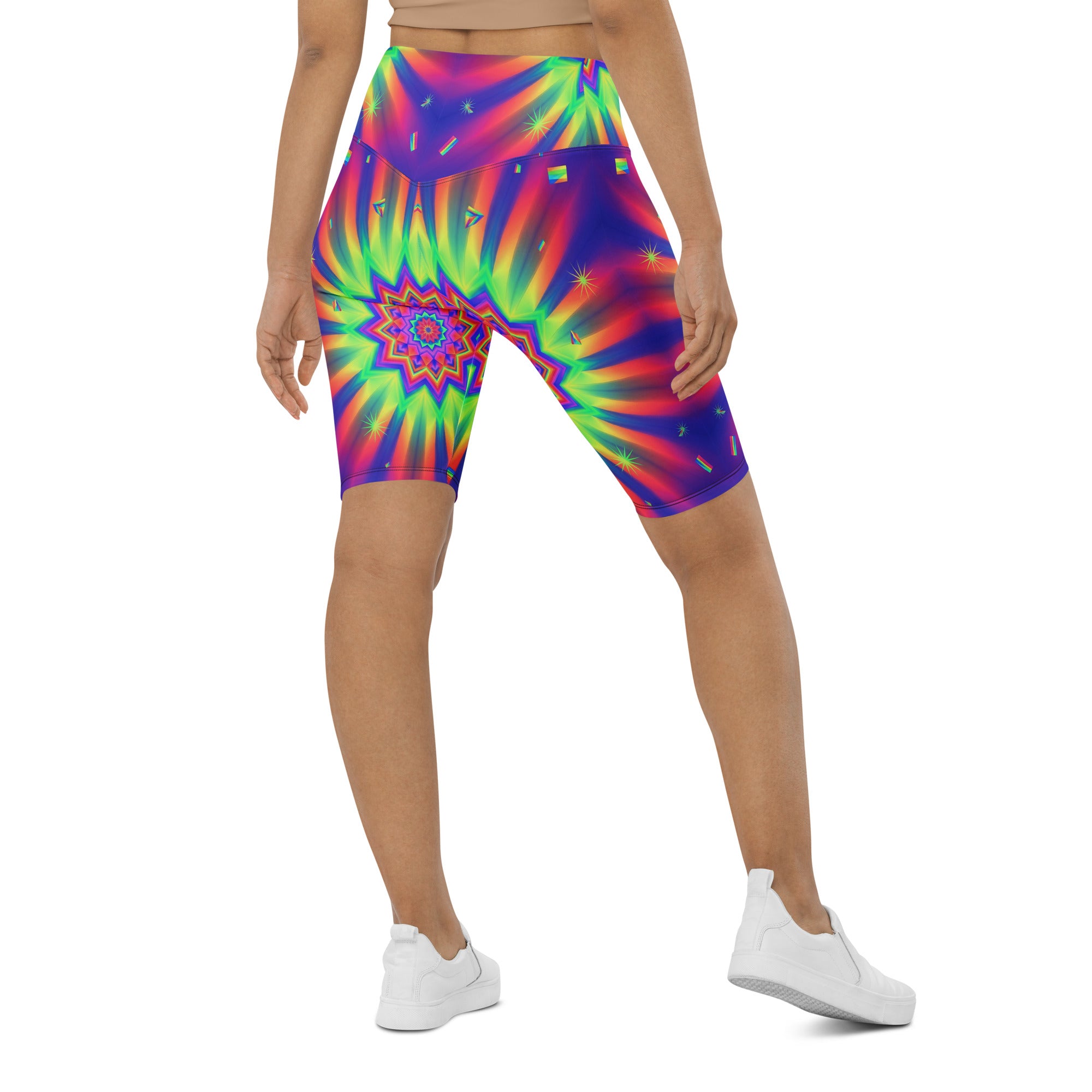 Psychedelic Starburst Prism Bike Shorts | GearBunch