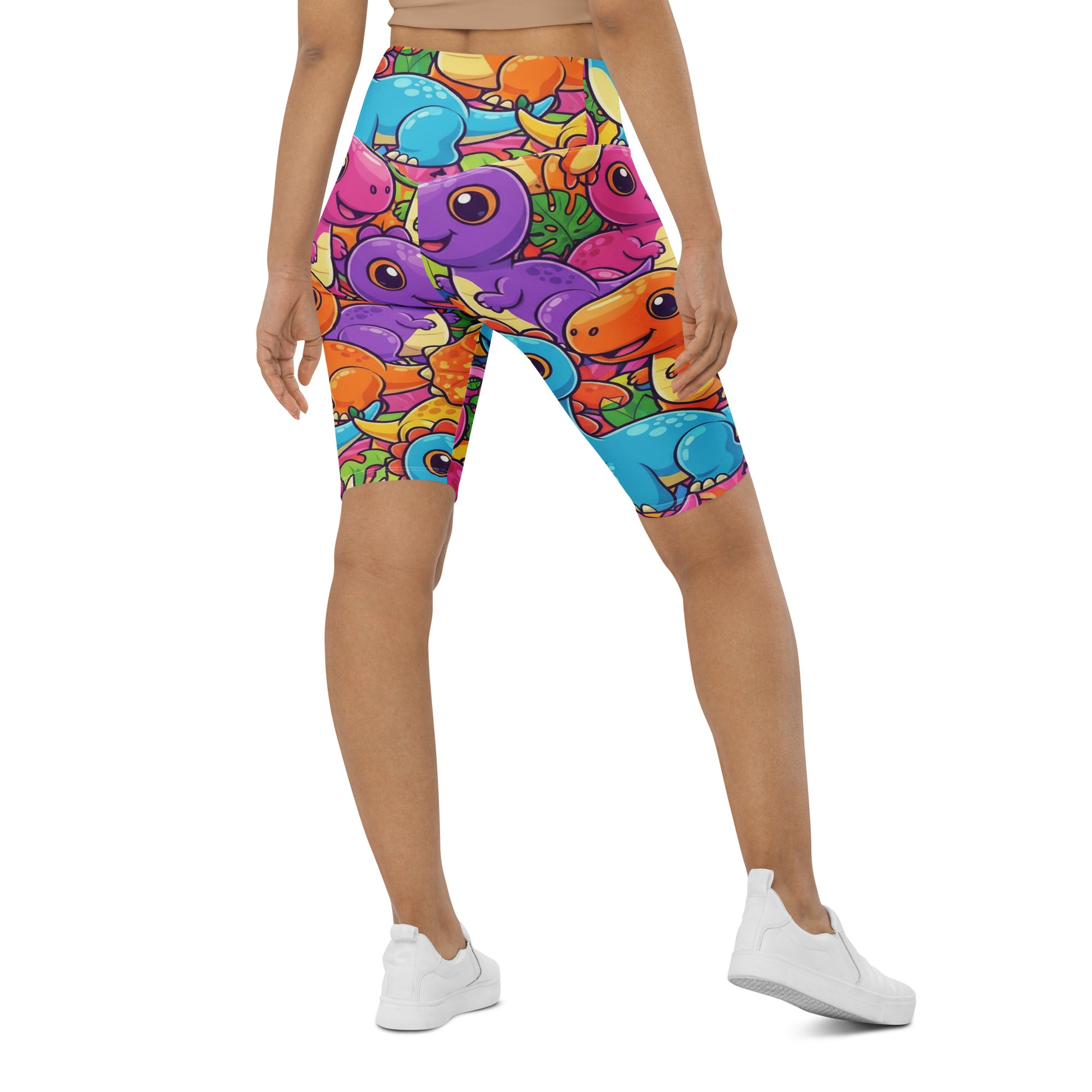 Vibrant Dinosaur Stomp Bike Shorts | GearBunch