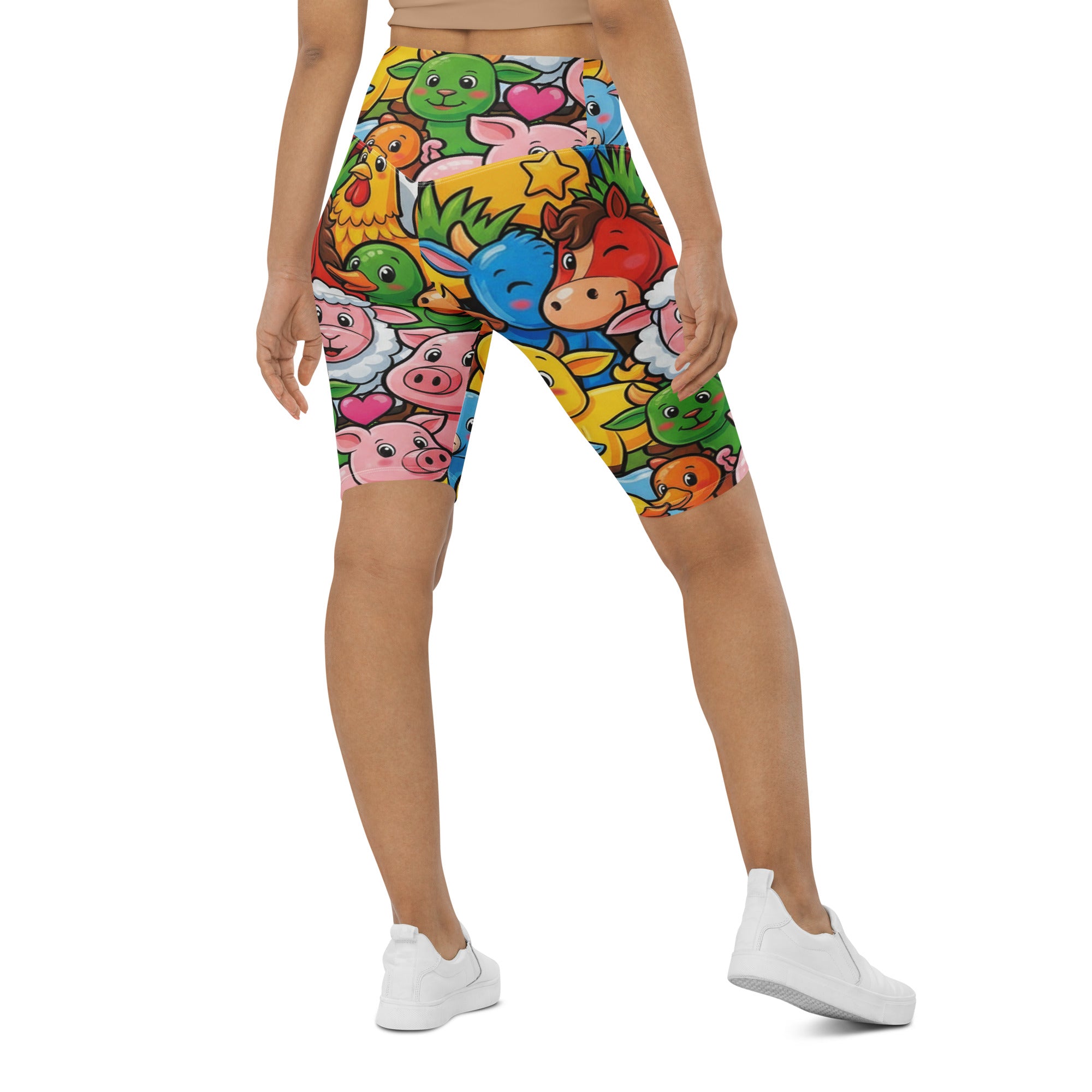 Vibrant Farm Animals Bike Shorts | GearBunch