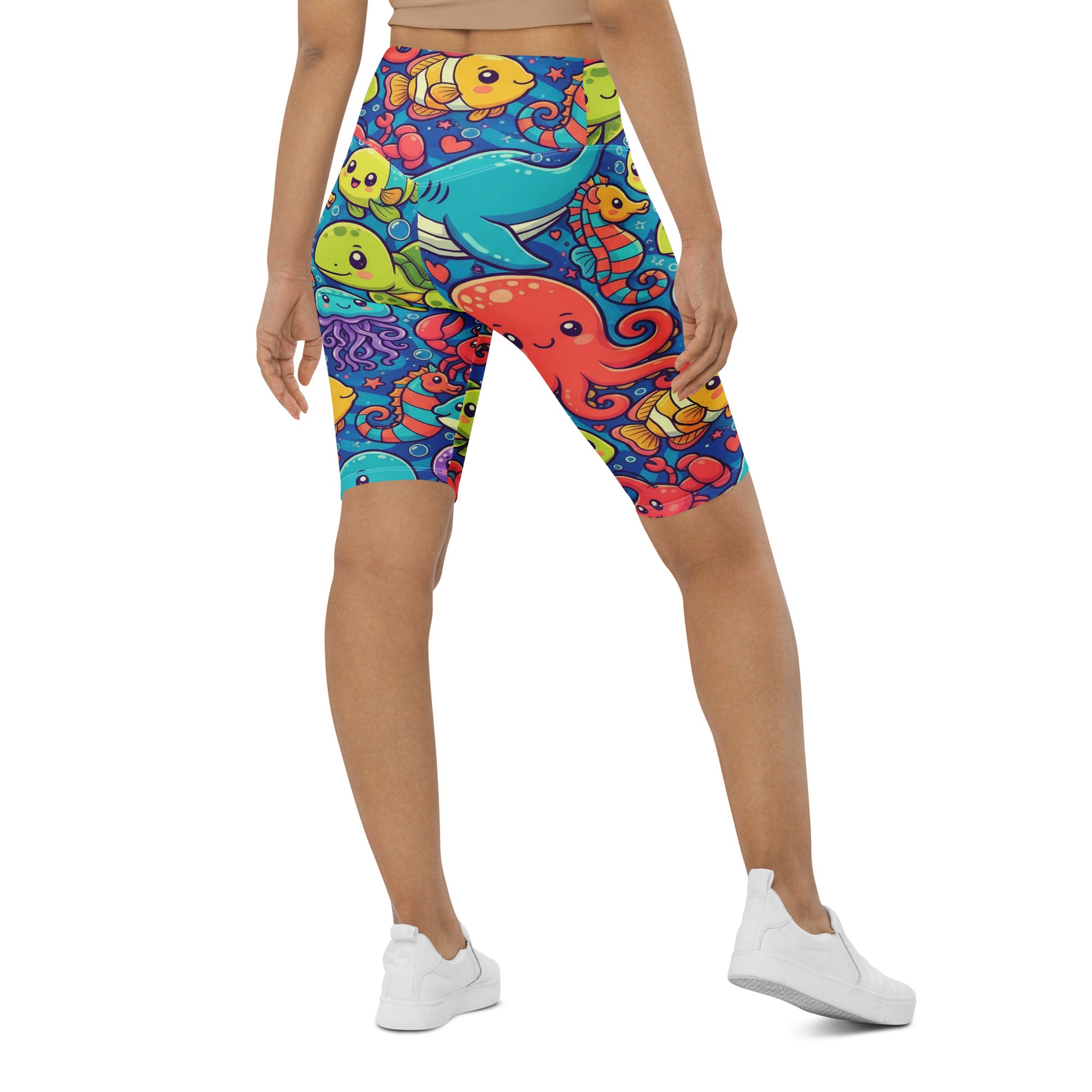 Vibrant Under the Sea Bike Shorts | GearBunch