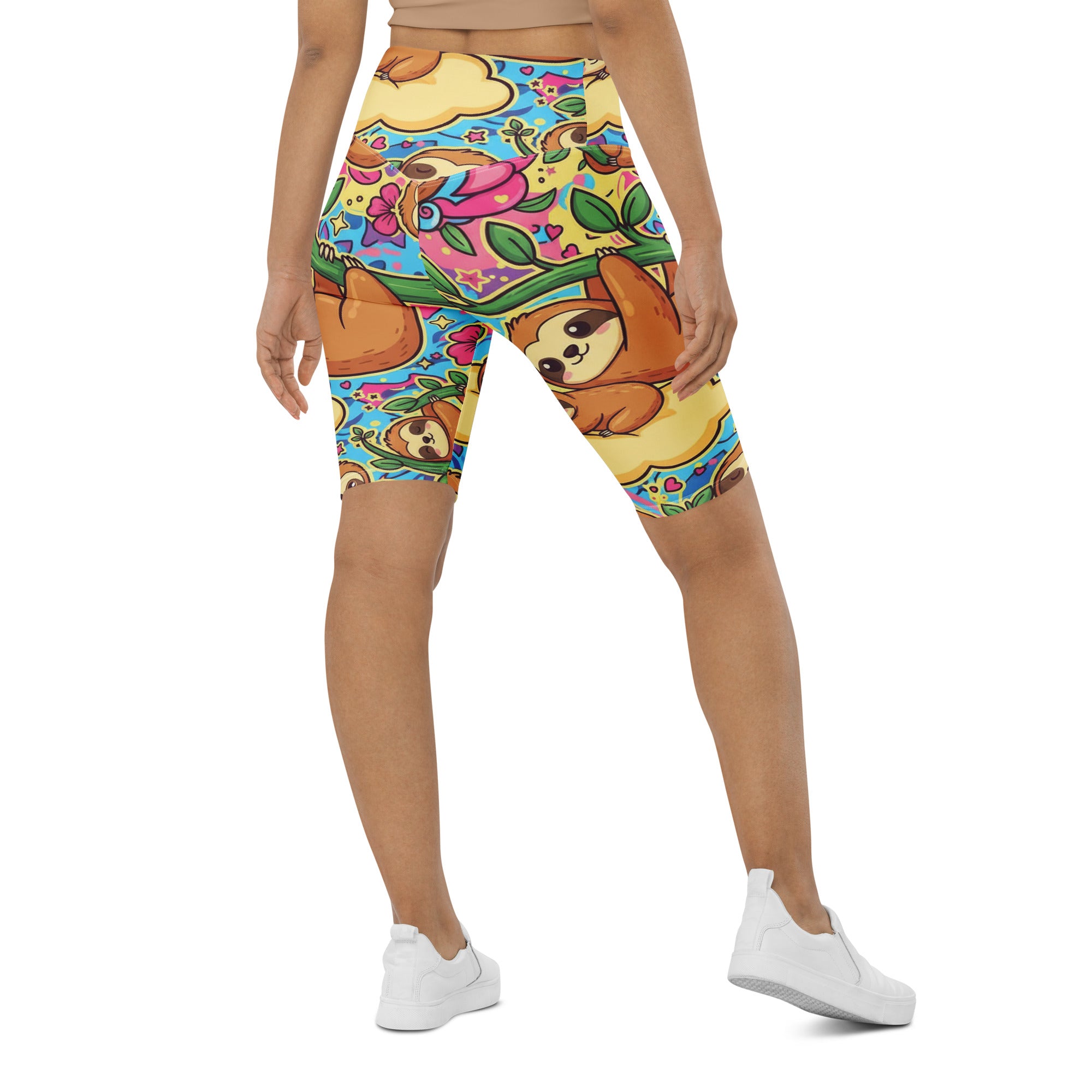 Vibrant Sloth Chill Bike Shorts | GearBunch