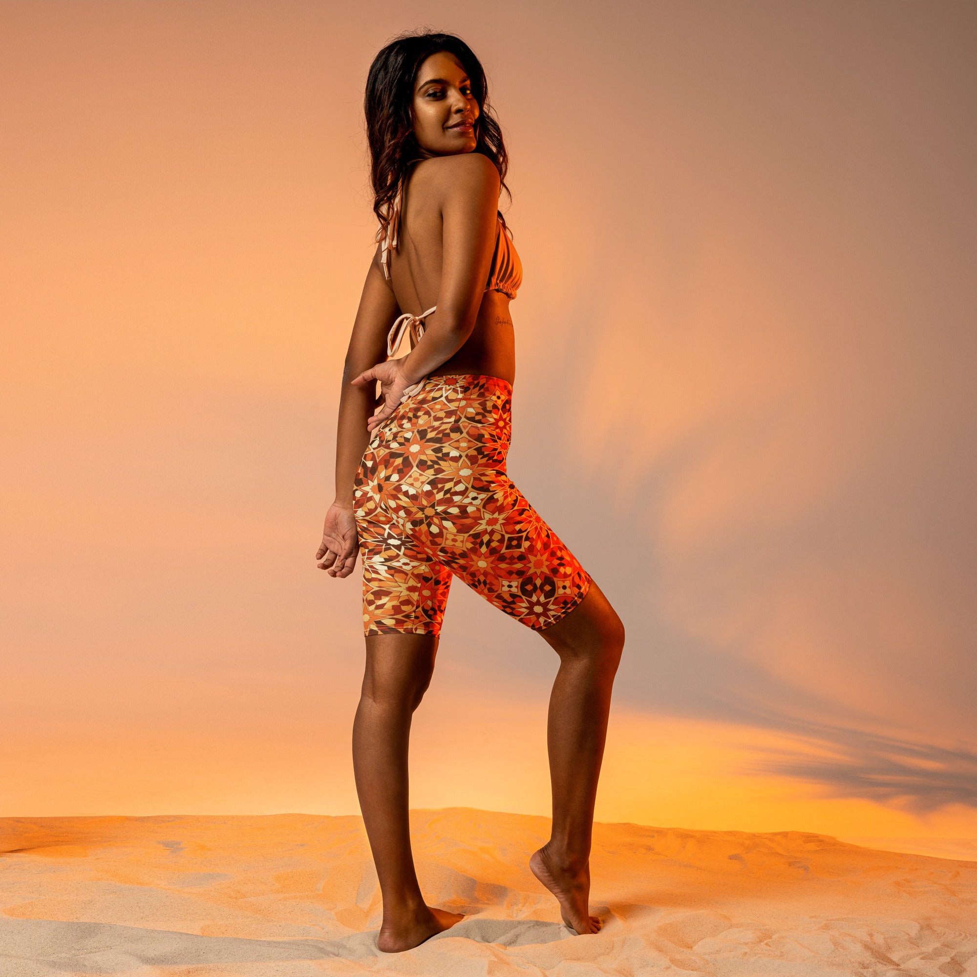 Zellige Desert Sand Bike Shorts | GearBunch