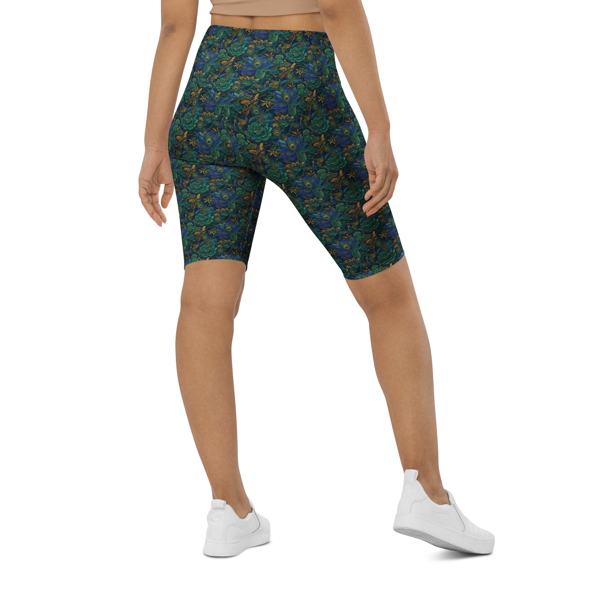 Peacock Feathers Splendour Bike Shorts | GearBunch
