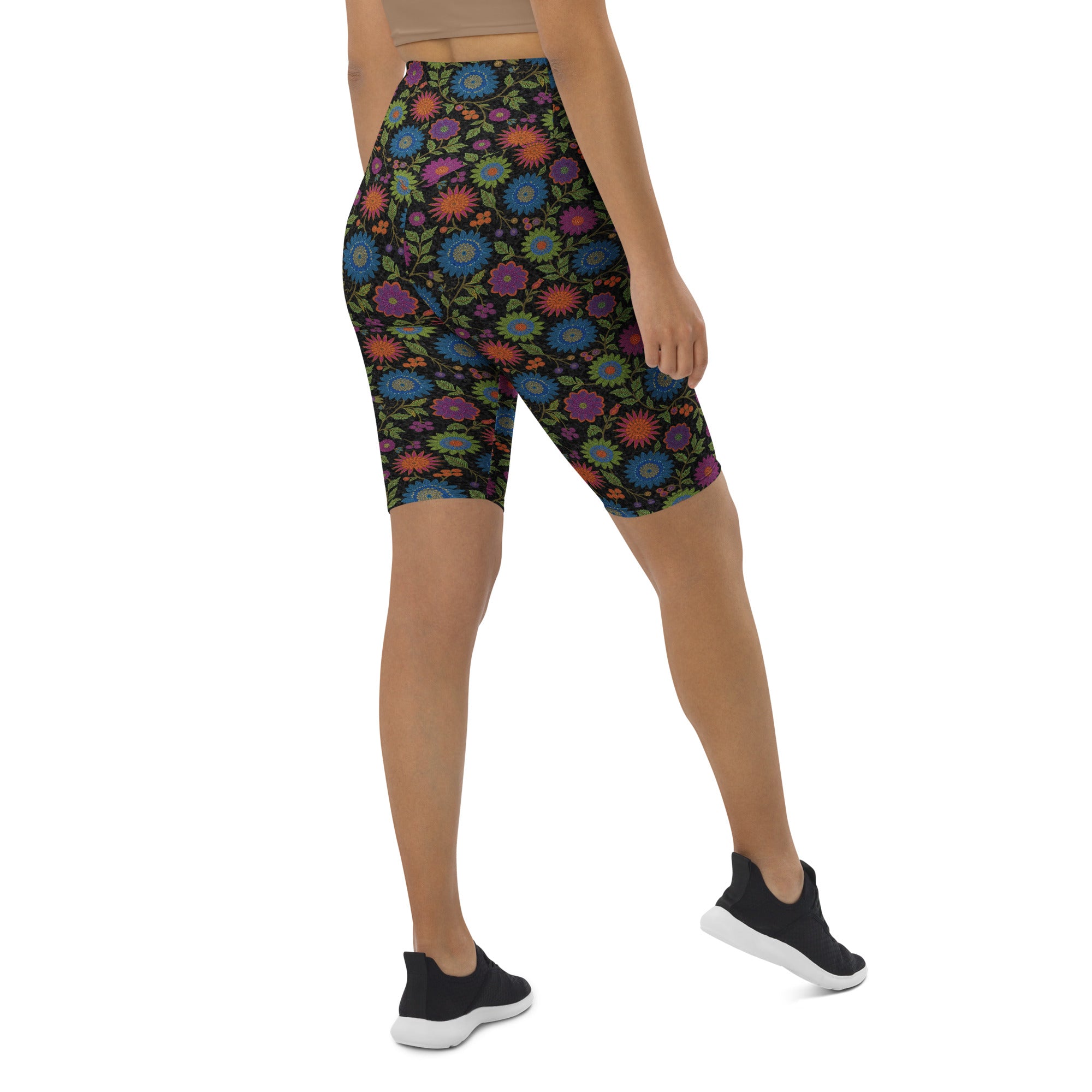 Rainbow Paillette Botanical Bike Shorts | GearBunch