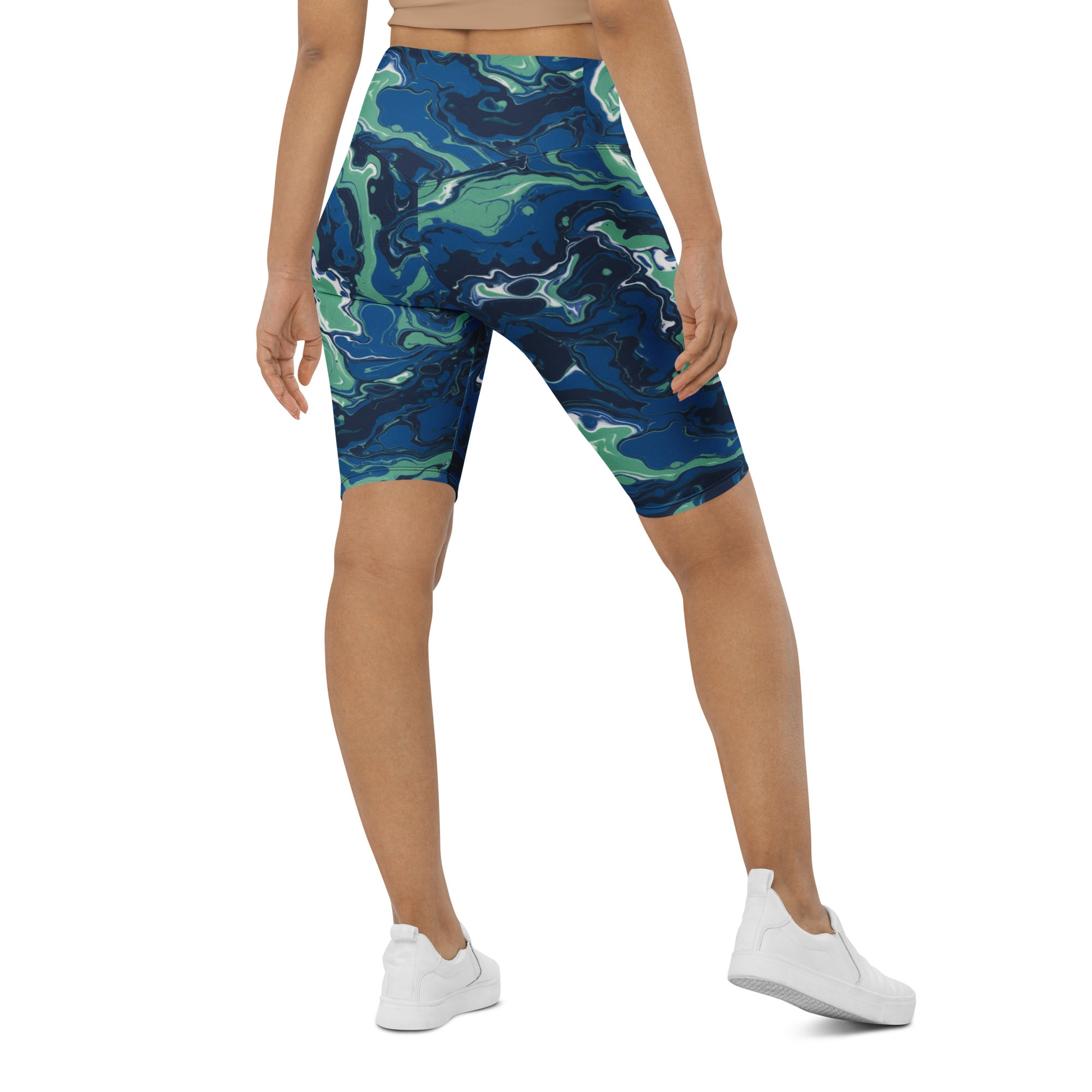Liquid Marble Ocean Current Bike Shorts | GearBunch