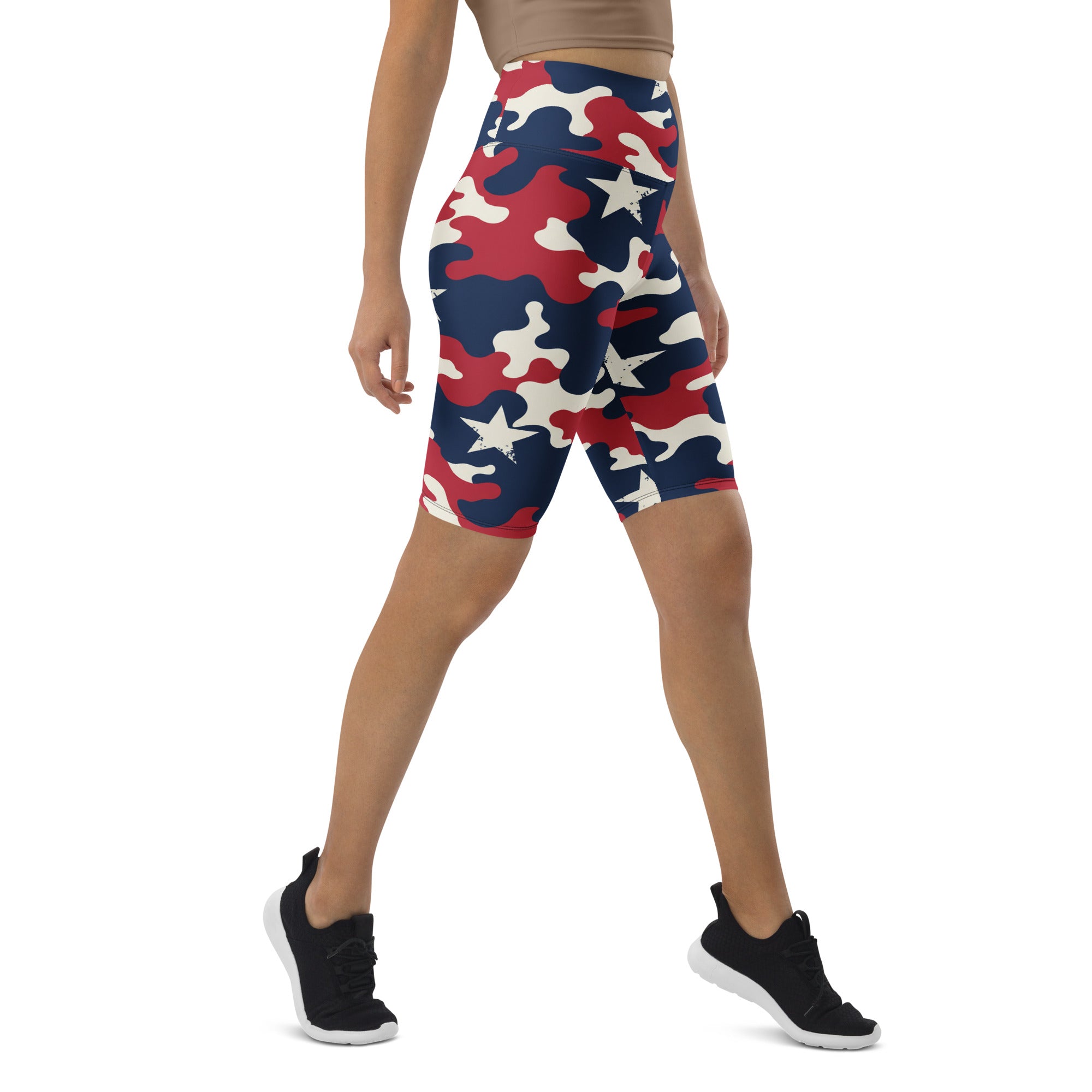 Red White Blue Camo Stars Bike Shorts | GearBunch