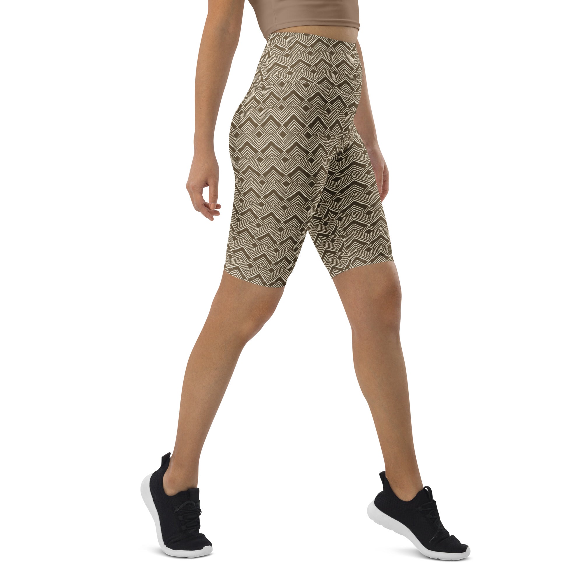 Brown Cream Stripes Bike Shorts | GearBunch