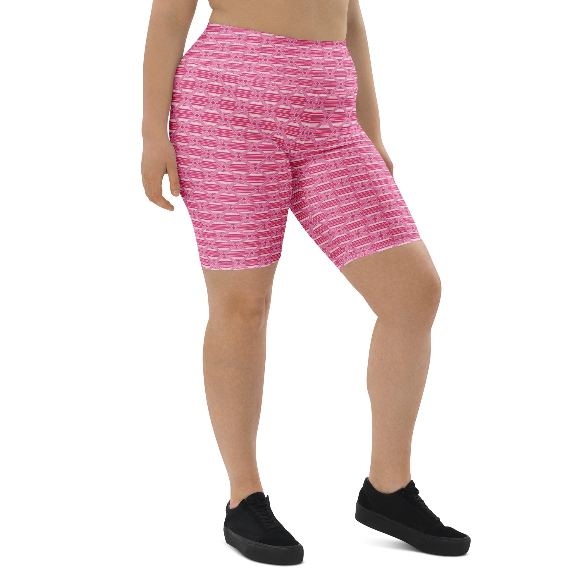 Pink Preppy Stripes Bike Shorts | GearBunch