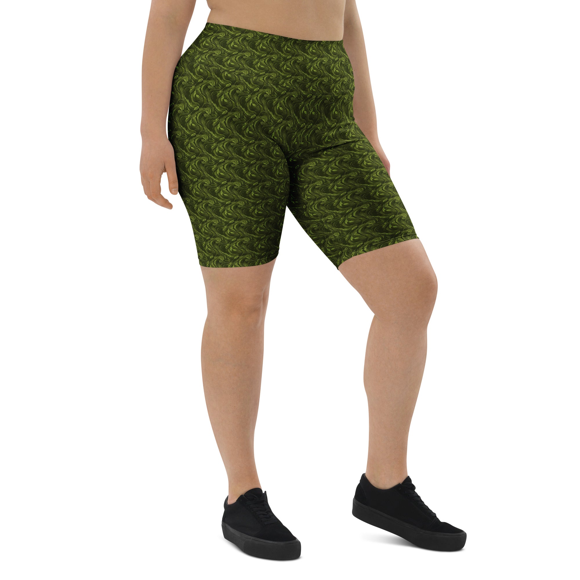 Olive Green Velvet Bike Shorts | GearBunch