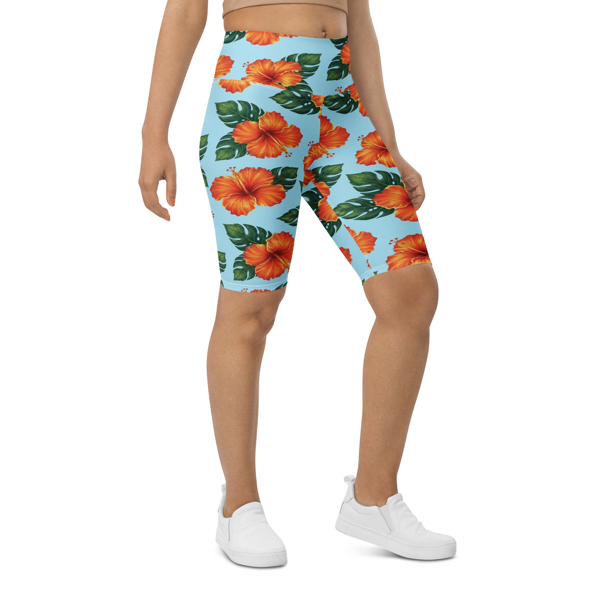 Tropical Hibiscus Bloom Bike Shorts | GearBunch