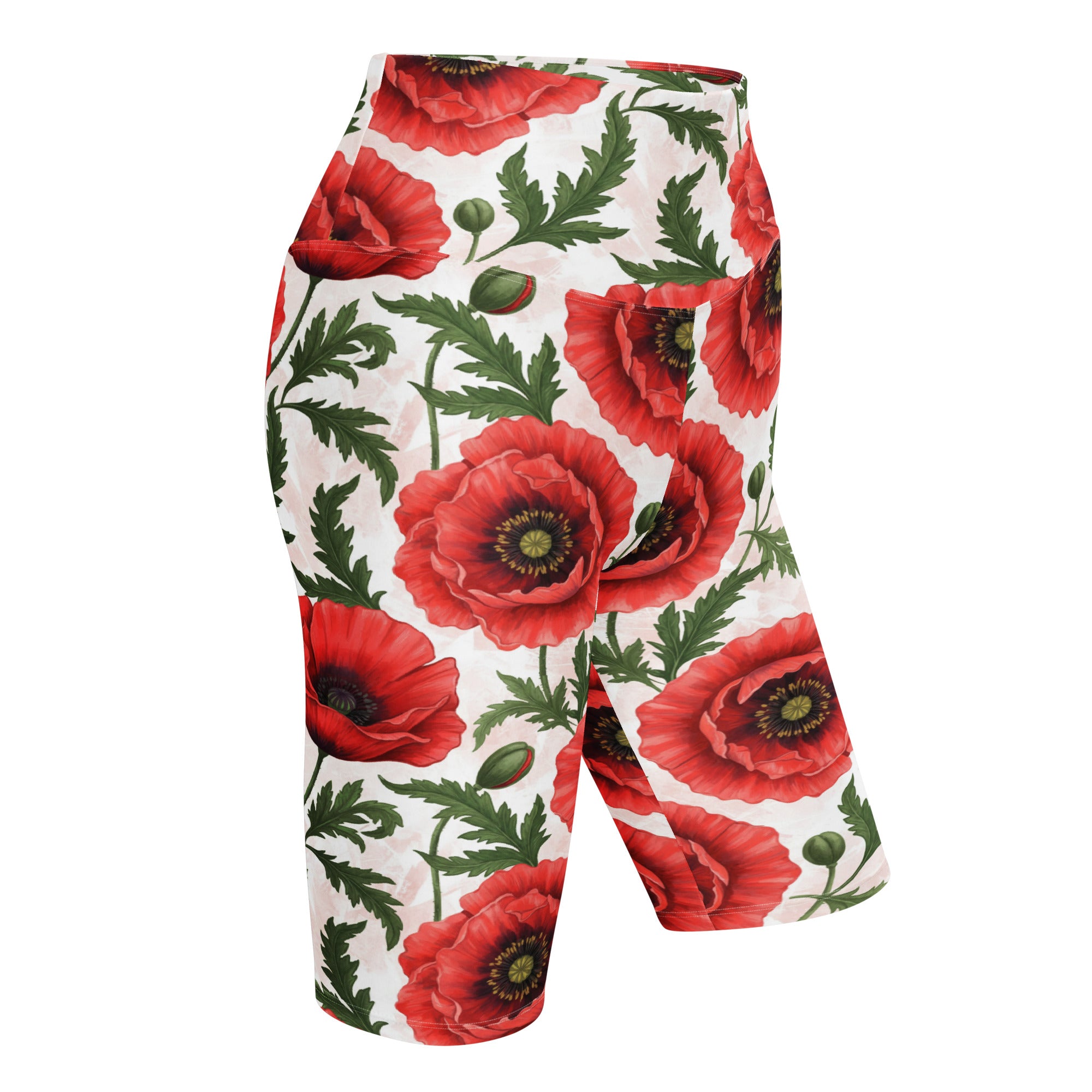 Whimsical Garden Poppies Bike Shorts | GearBunch