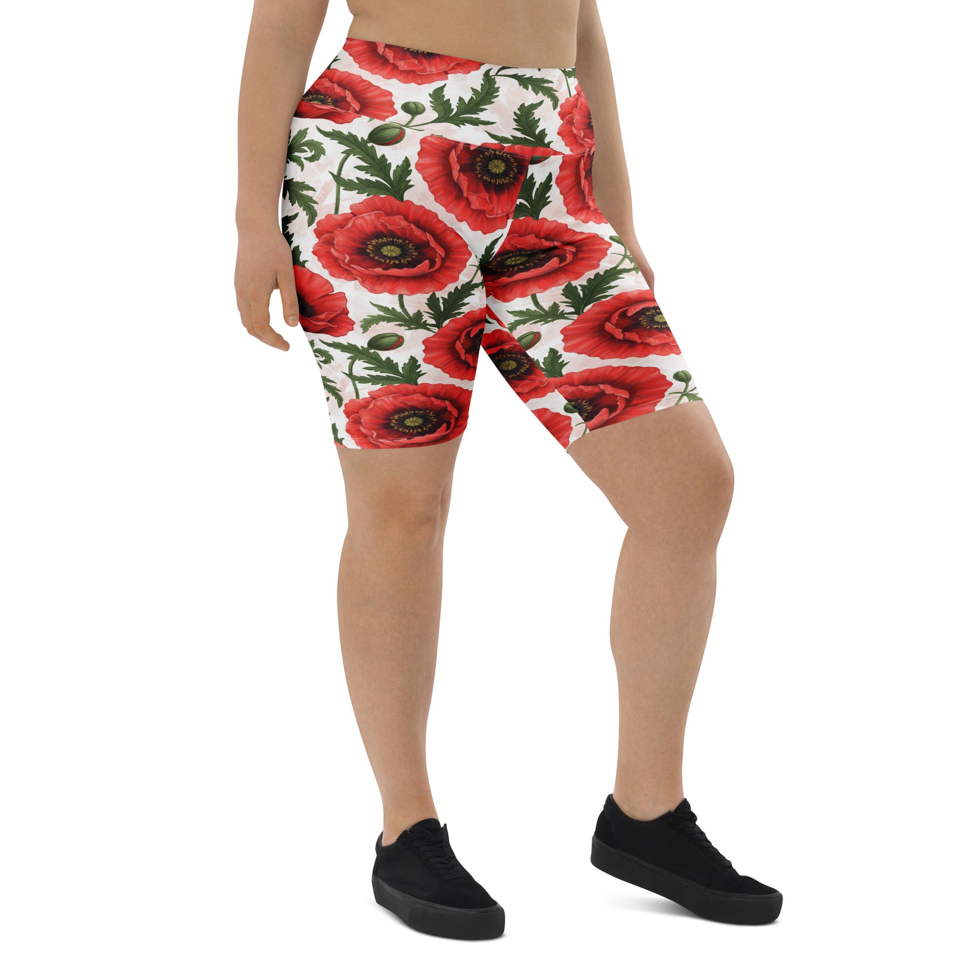 Whimsical Garden Poppies Bike Shorts | GearBunch