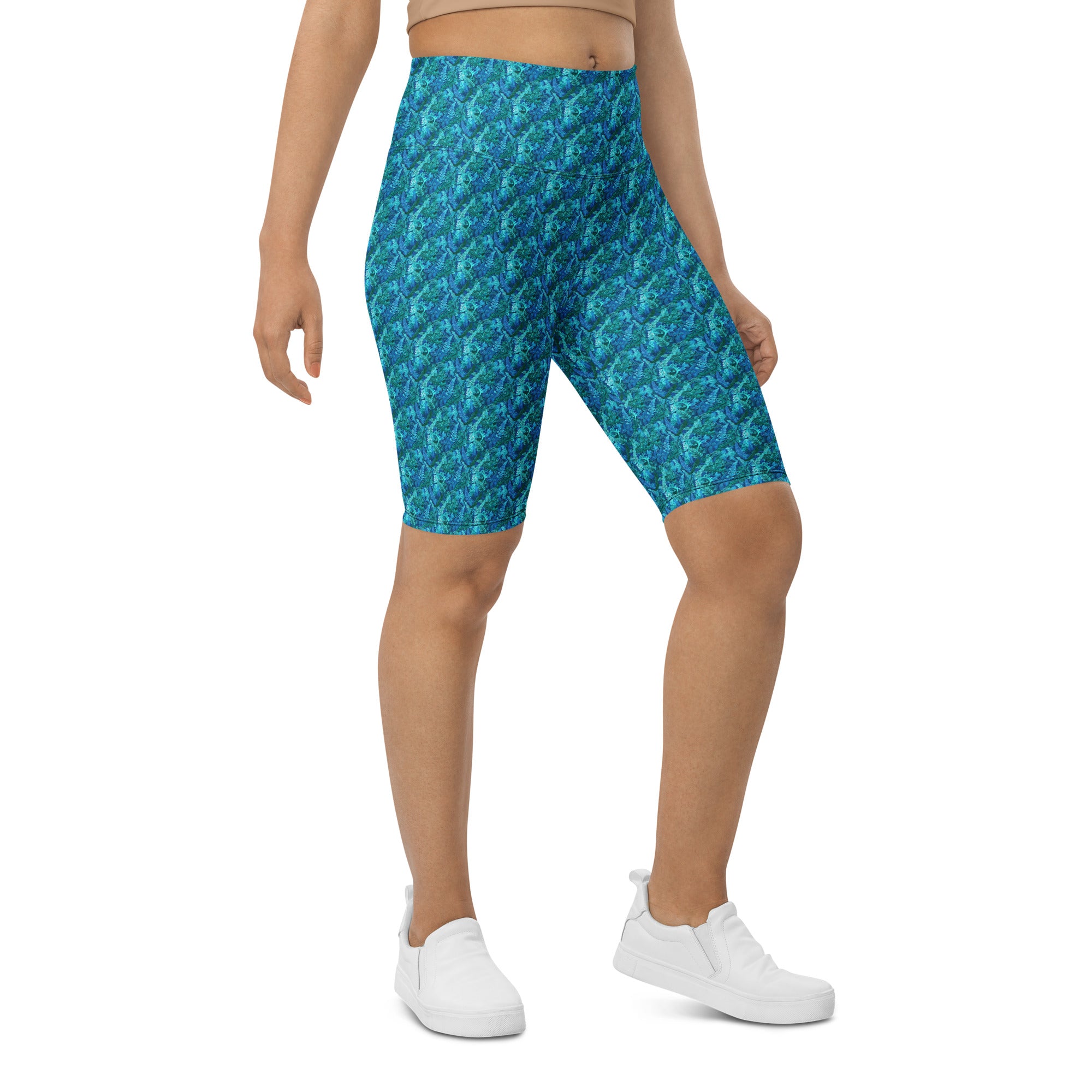 Electrik Blue Ferns Bike Shorts | GearBunch