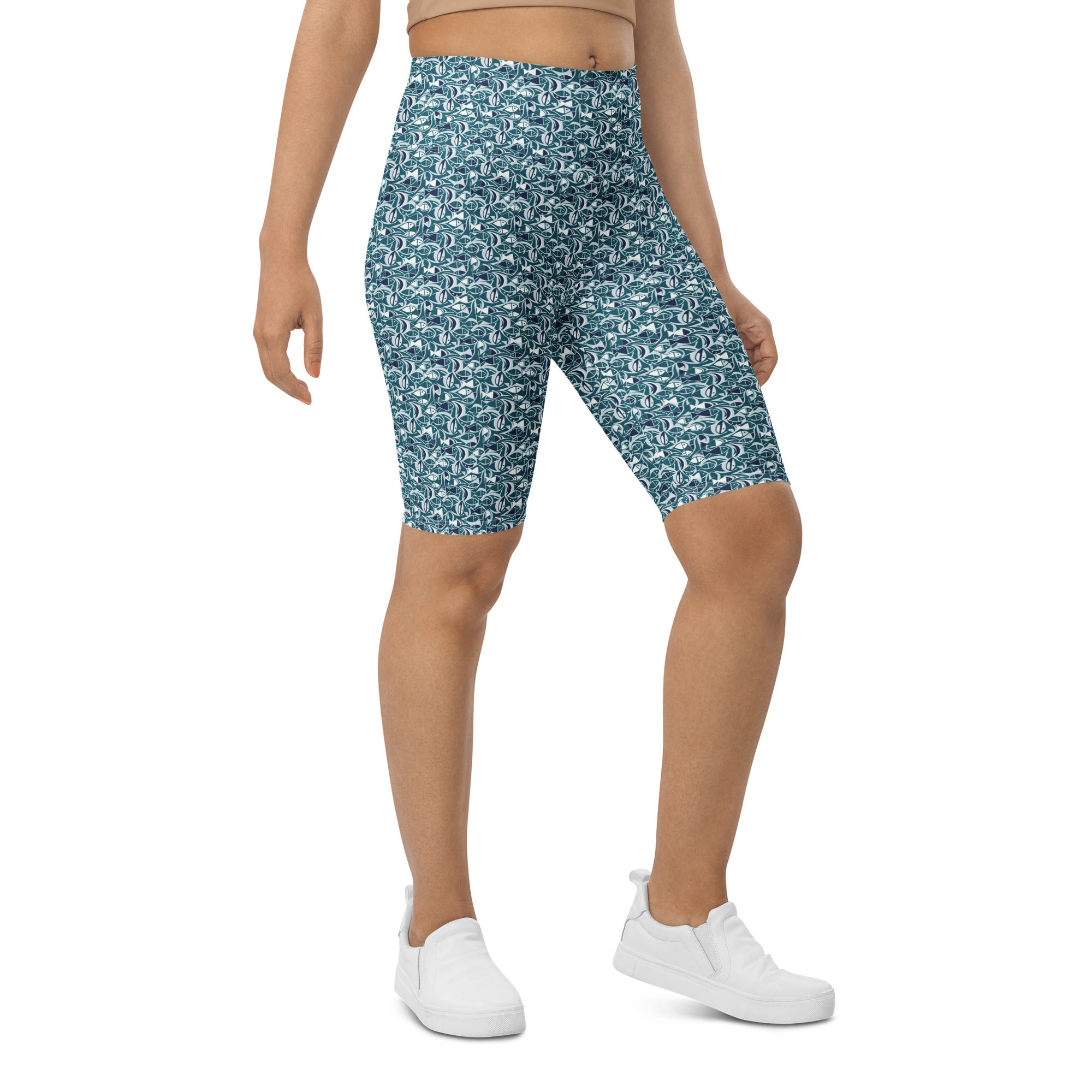 Ichthys Fish and Waves Bike Shorts | GearBunch