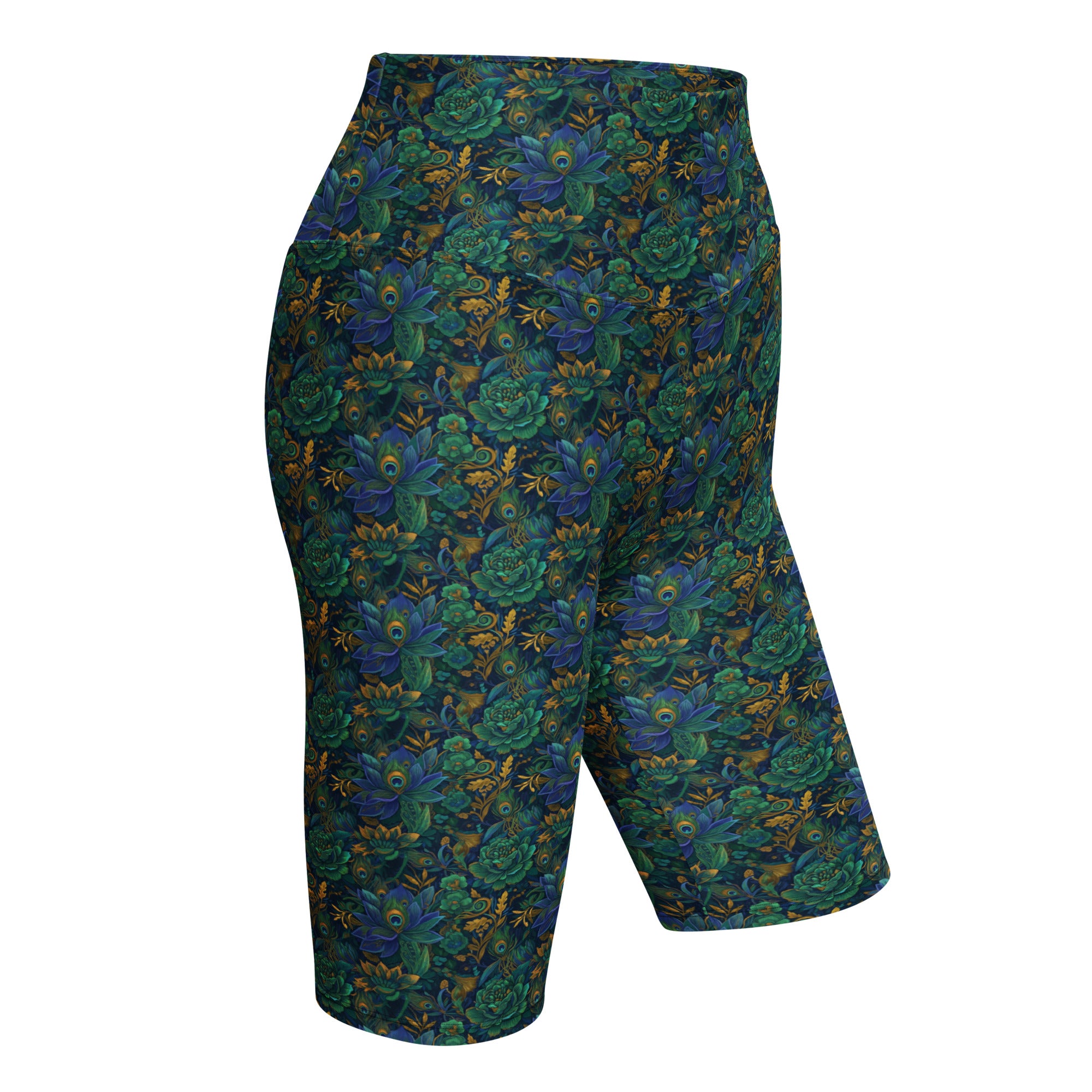 Peacock Feathers Splendour Bike Shorts | GearBunch