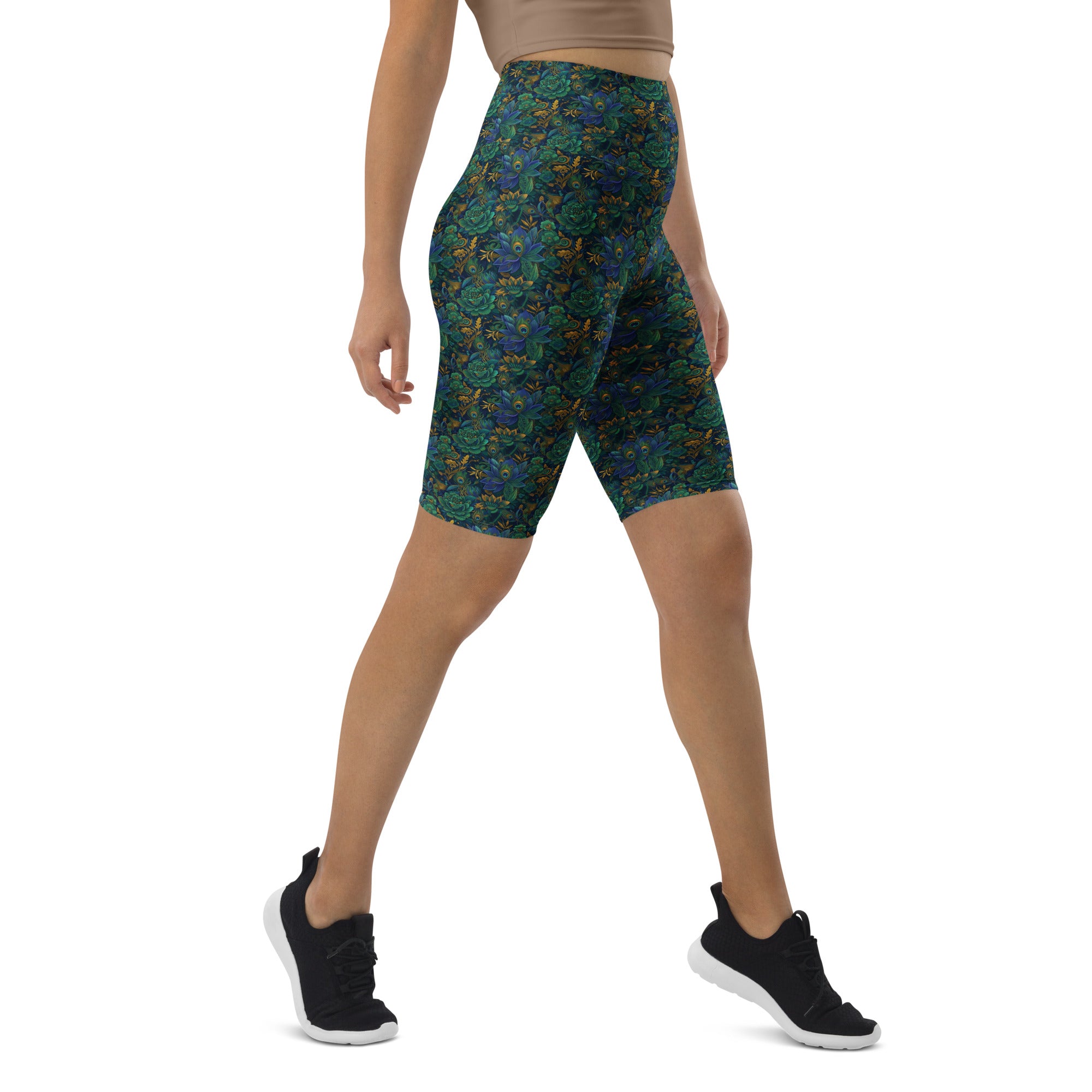 Peacock Feathers Splendour Bike Shorts | GearBunch