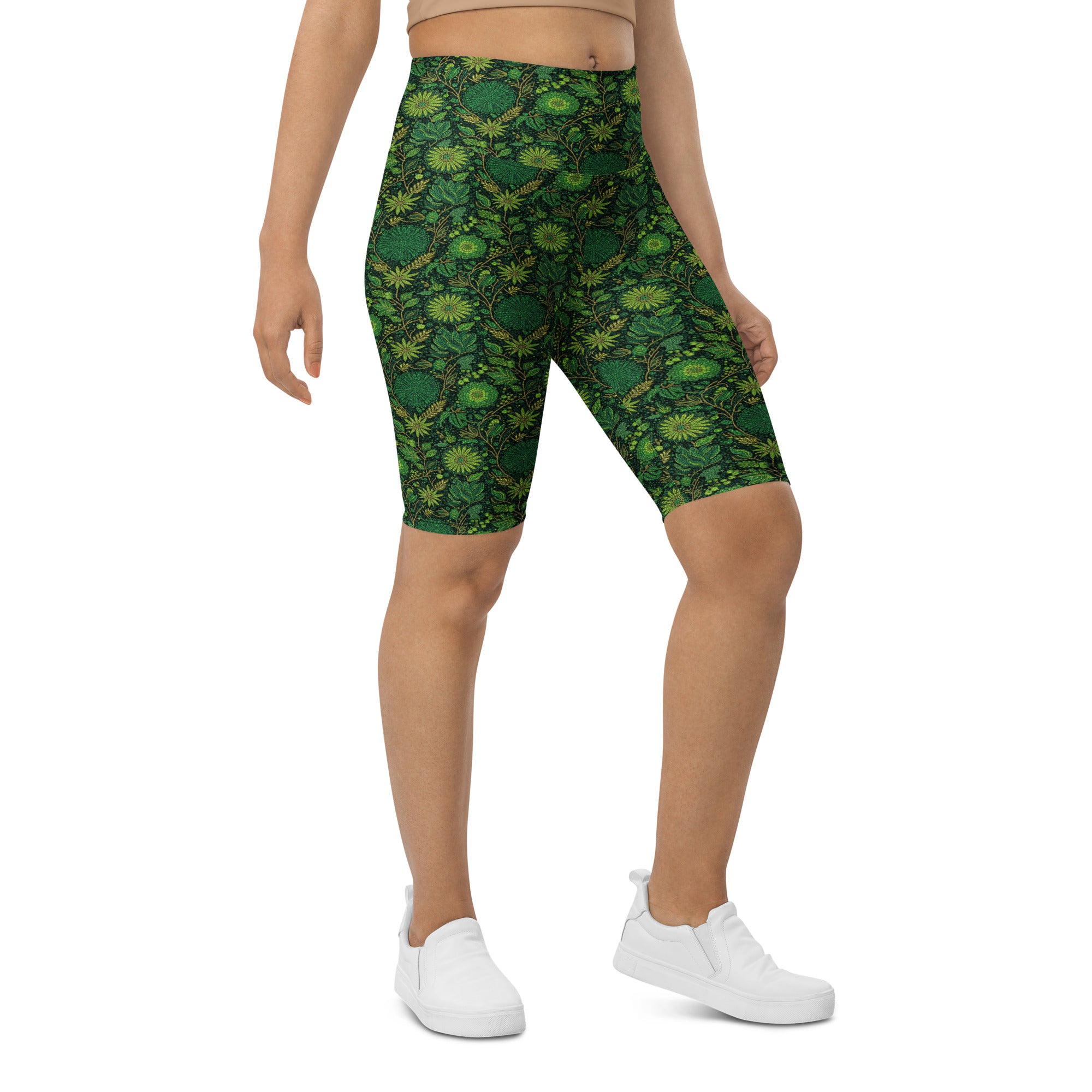 Emerald Paillette Jungle Bike Shorts | GearBunch