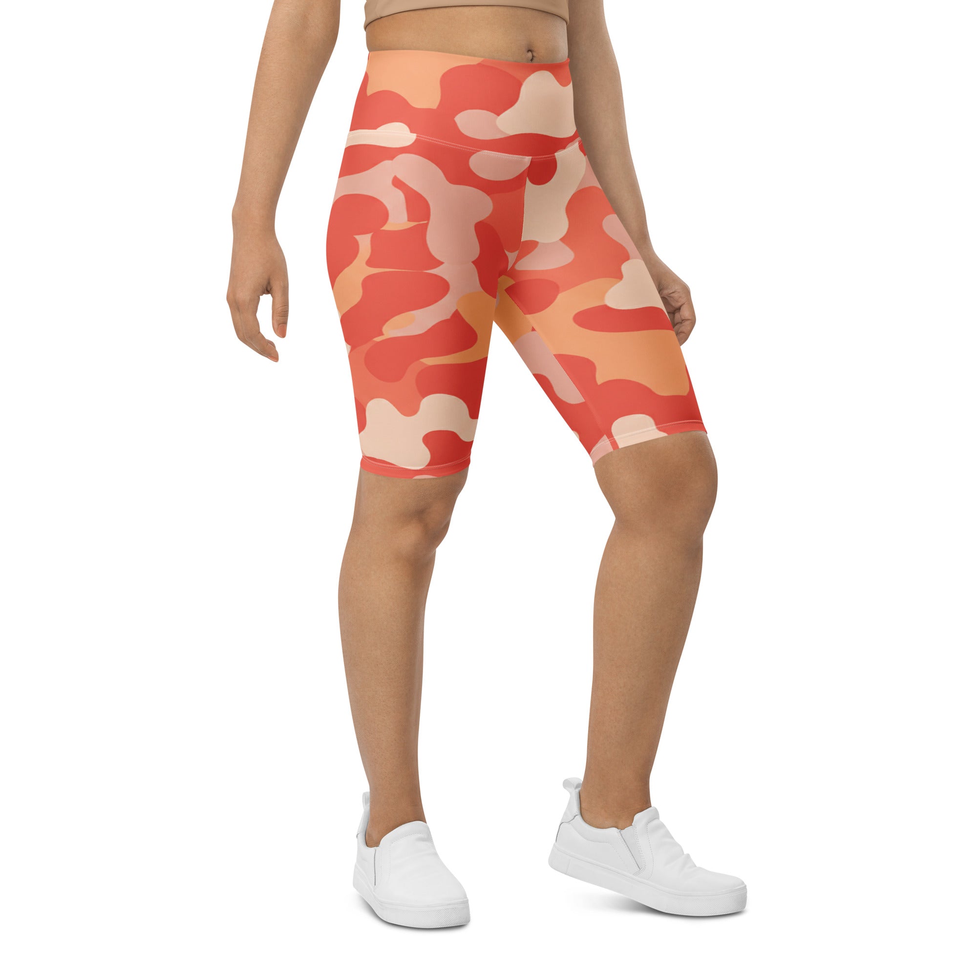 Coral Sunset Camo Bike Shorts | GearBunch