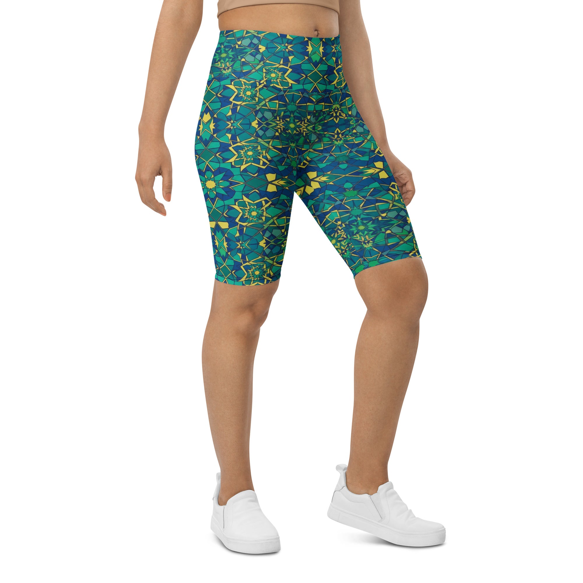 Zellige Peacock Bike Shorts | GearBunch