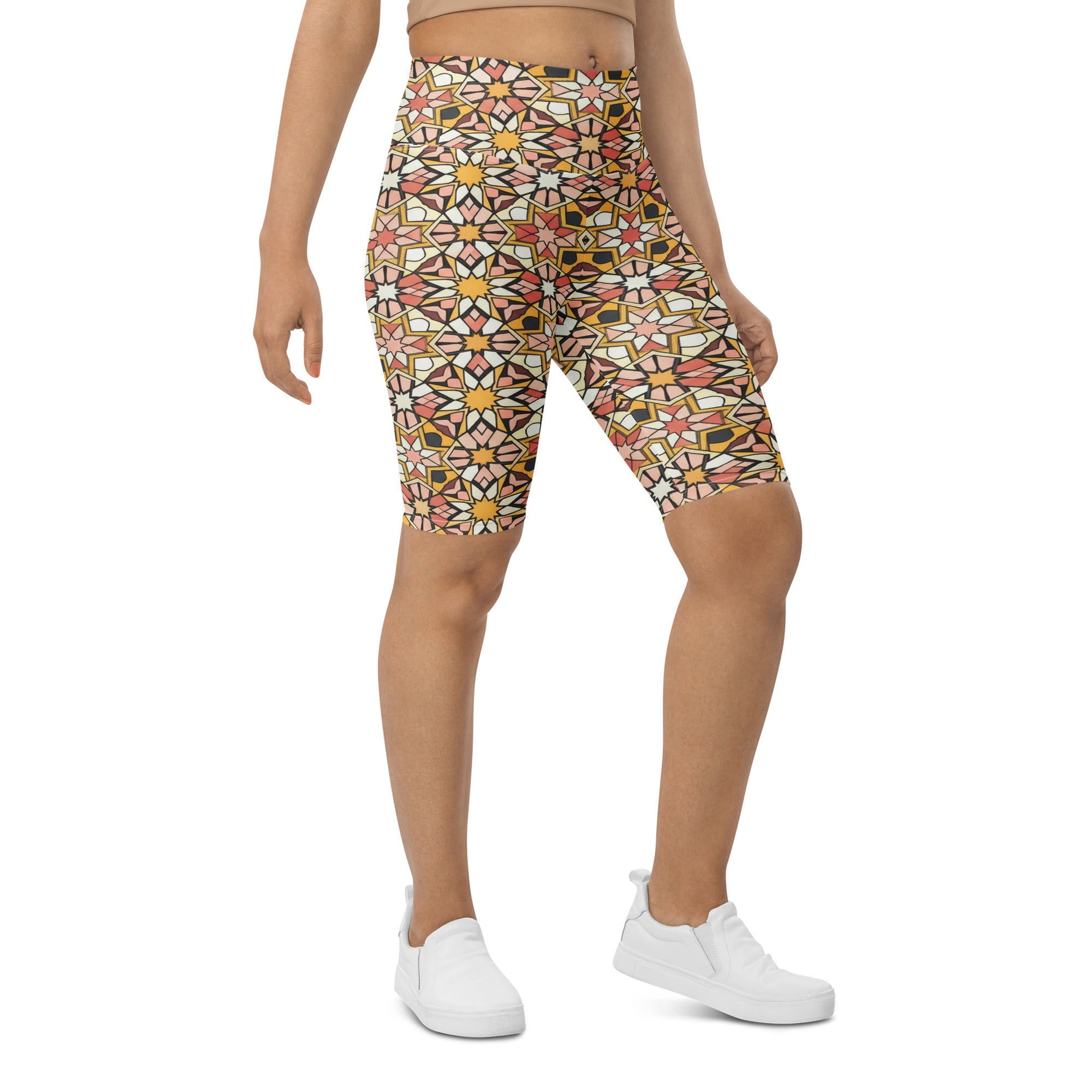 Zellige Blush Gold Bike Shorts | GearBunch