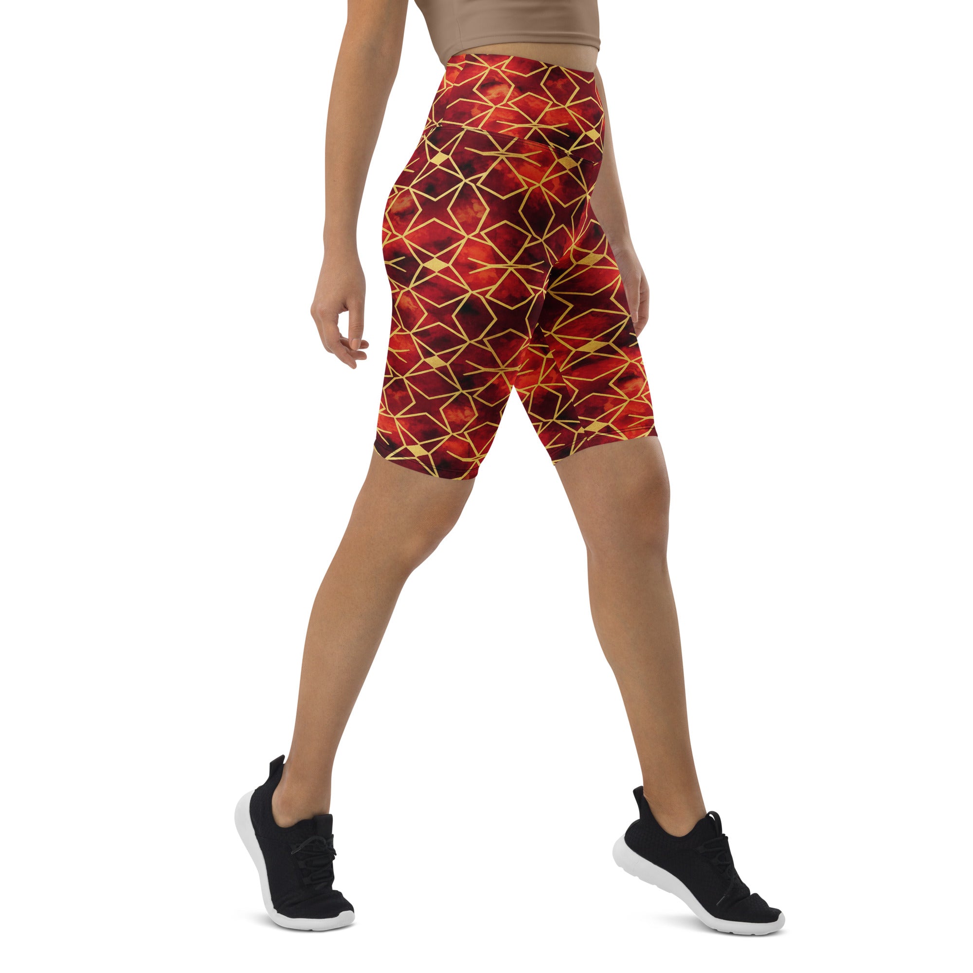 Arabic Watercolour Ruby Gold Bike Shorts | GearBunch