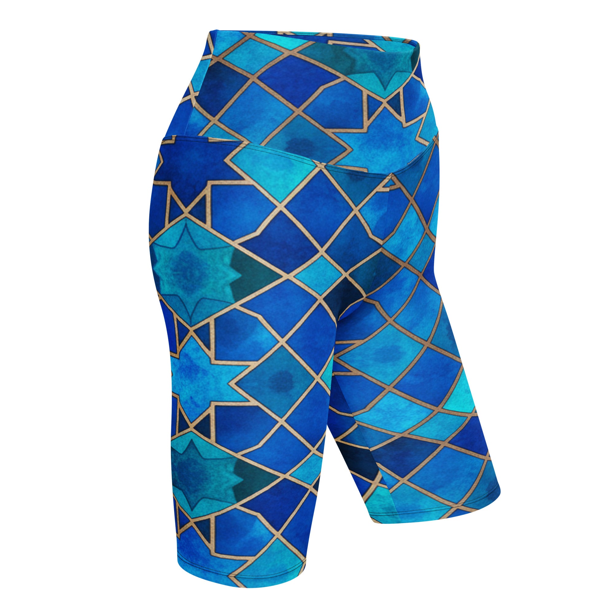 Arabic Watercolour Sapphire Bronze Bike Shorts | GearBunch