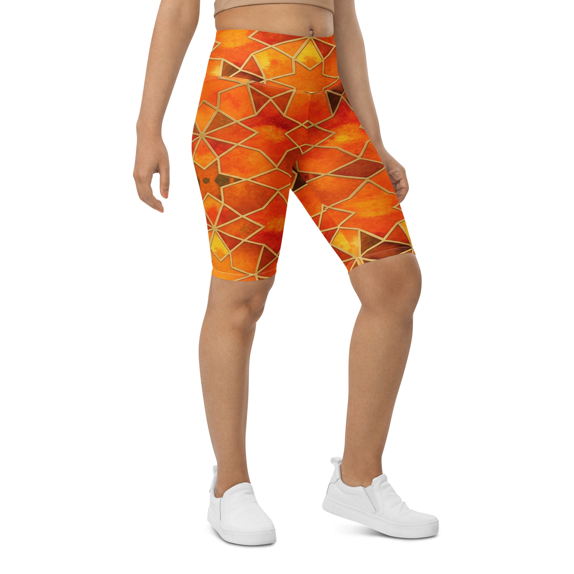Arabic Watercolour Autumn Spice Bike Shorts | GearBunch